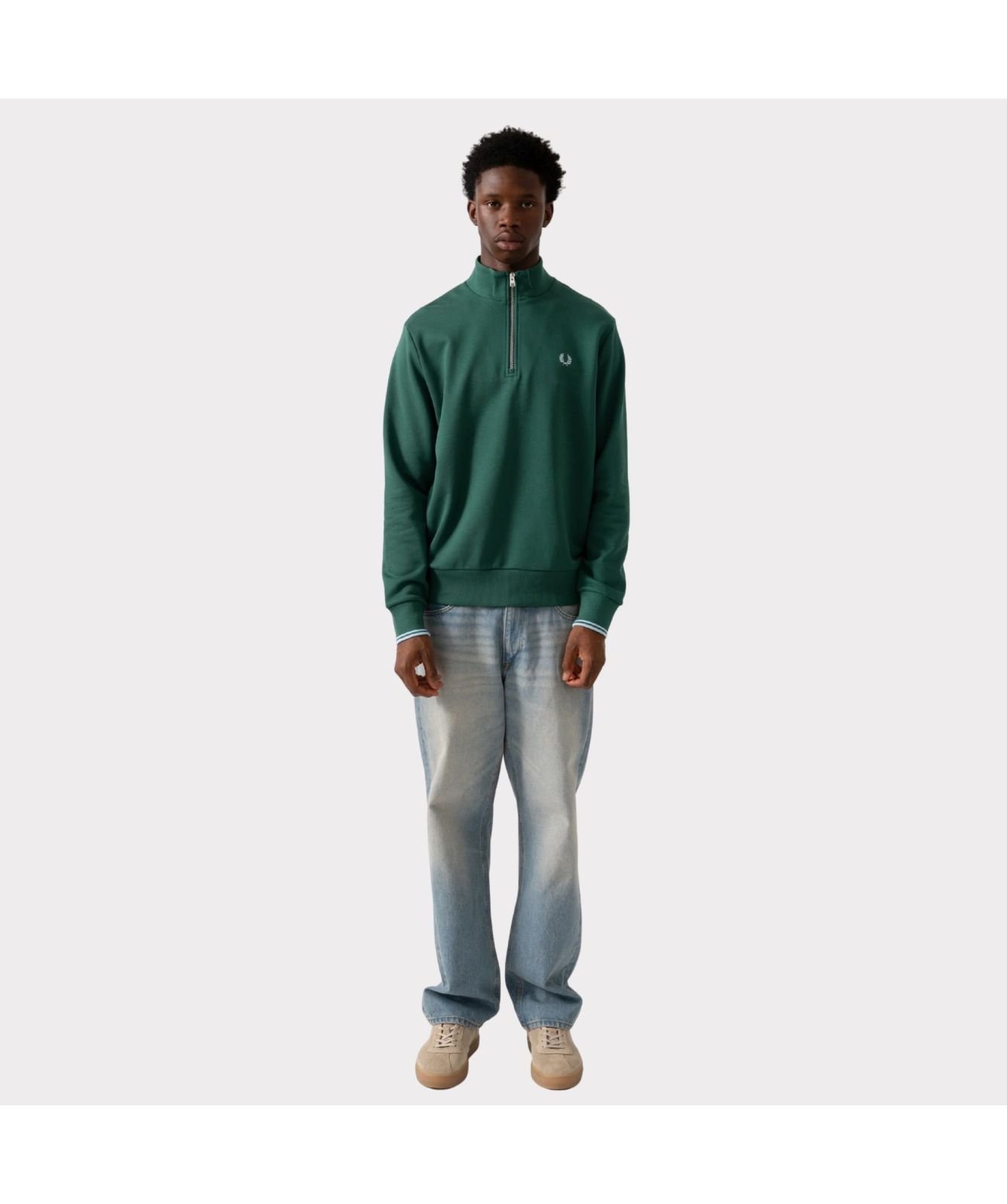 Fred Perry Half Zip Sweatshirt | Ecru- M3574-Z46, Sport