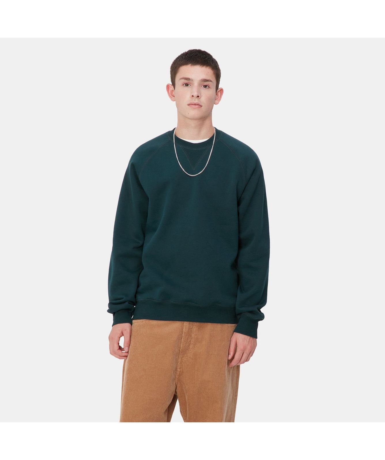 Carhartt WIP Chase C-Neck Sweatshirt | Blue-I033660-2GQ-tan