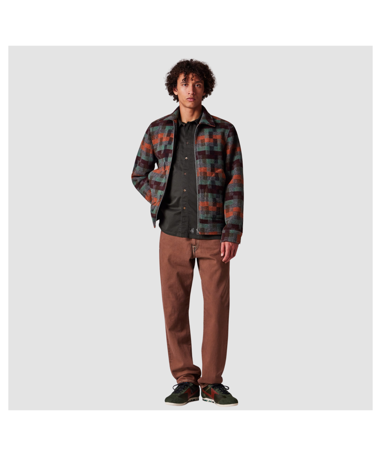 ジャケット・アウター 00s Paul Smith wool tracker jacket y2k Paul Smith Jacquard Check Wool Zip Jacket | Teal - M2R-669Z