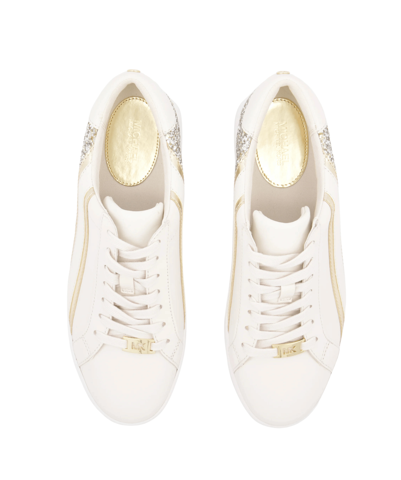Michael Kors Slade Glitter and Stripe Sneaker Cream