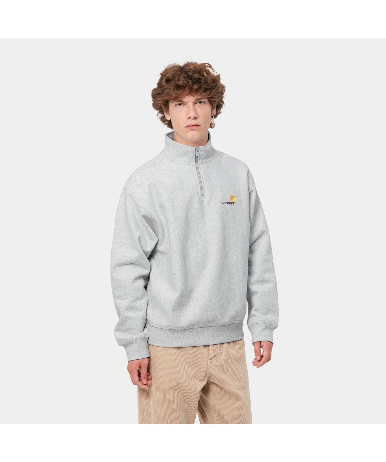 パーカー・フーディ CARHARTT WIP HALF ZIP AMERICAN SCRIPT SWEAT Carhartt WIP Half Zip American Script Sweatshirt | Dark Grey