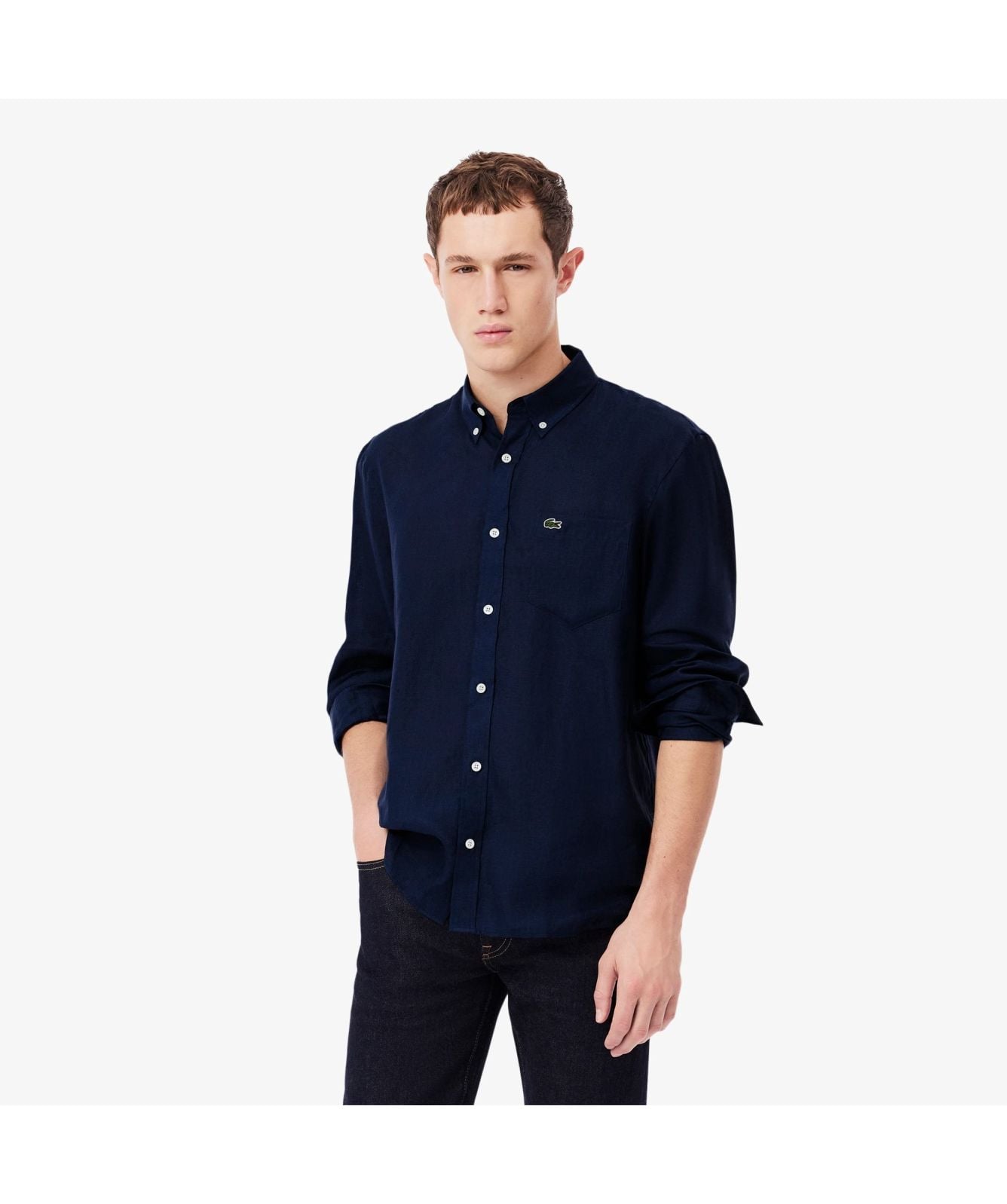 Lacoste Regular Fit Linen Shirt Navy CH5692 00 166, White