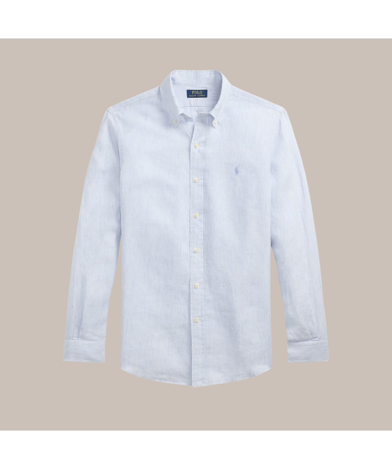 Polo Ralph Lauren Custom Fit Striped Linen Shirt Blue