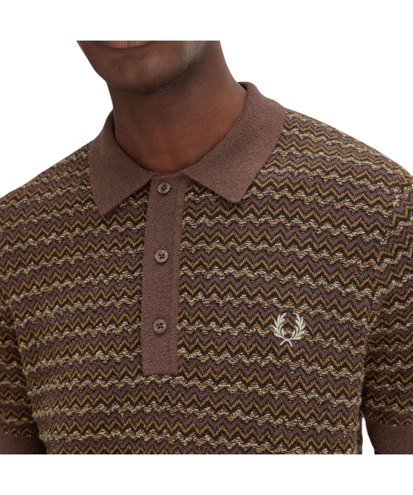 Fred Perry Jacquard Polo Shirt | Brown - K8549