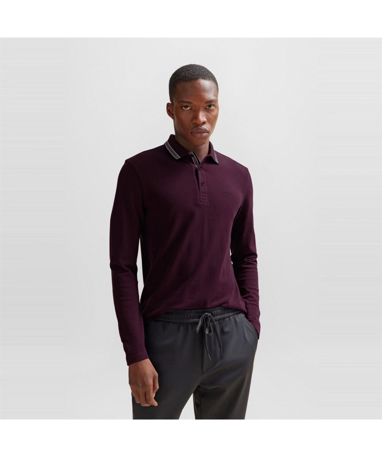 BOSS Pilsy Long Sleeves Polo Shirt | dark grey-50506191-036-plum