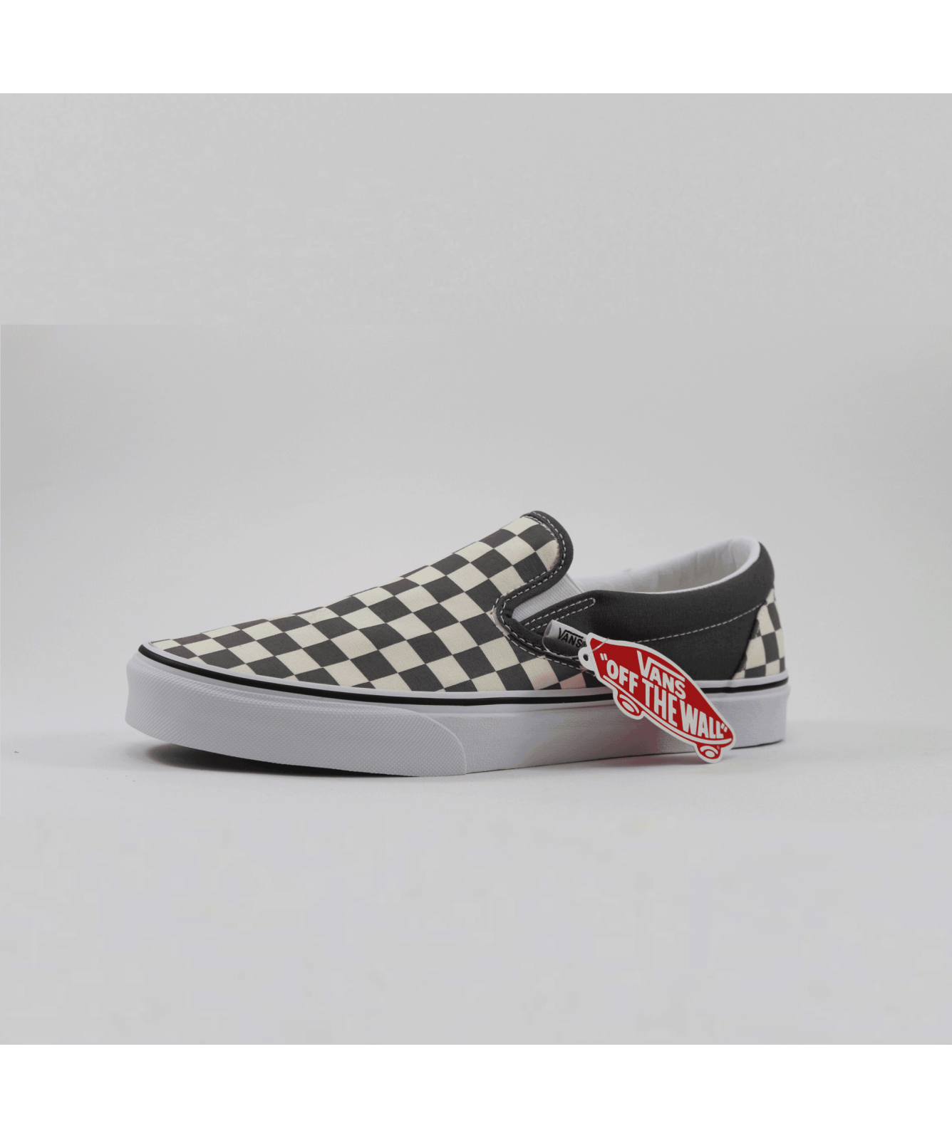 Vans Mens Checkerboard Classic Slip On Shoes Pewter/True White