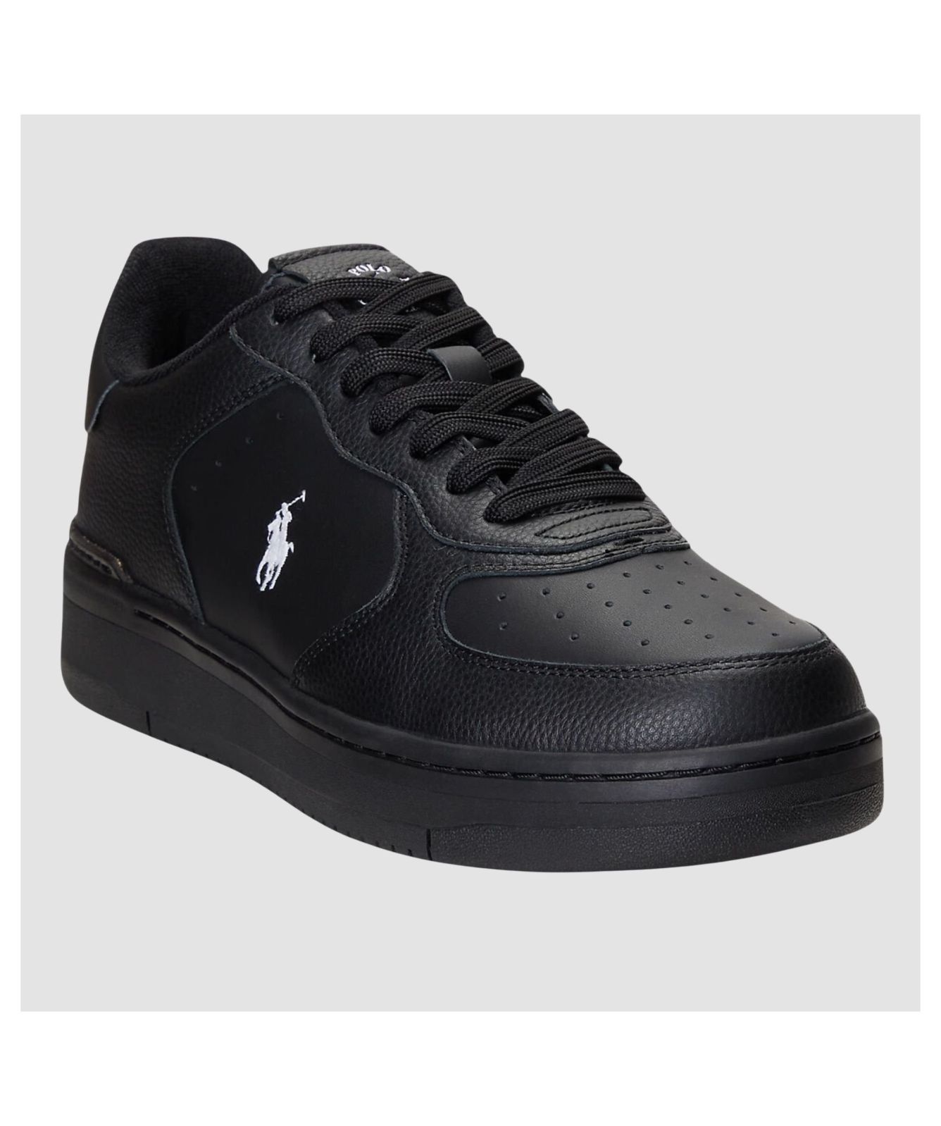 ralph lauren black leather trainers