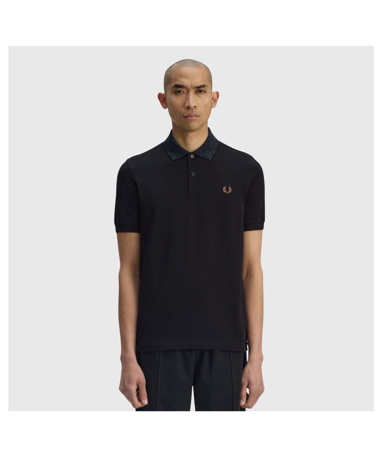 Fred Perry Tartan Collar Polo Shirt - Black | Kular Fashion