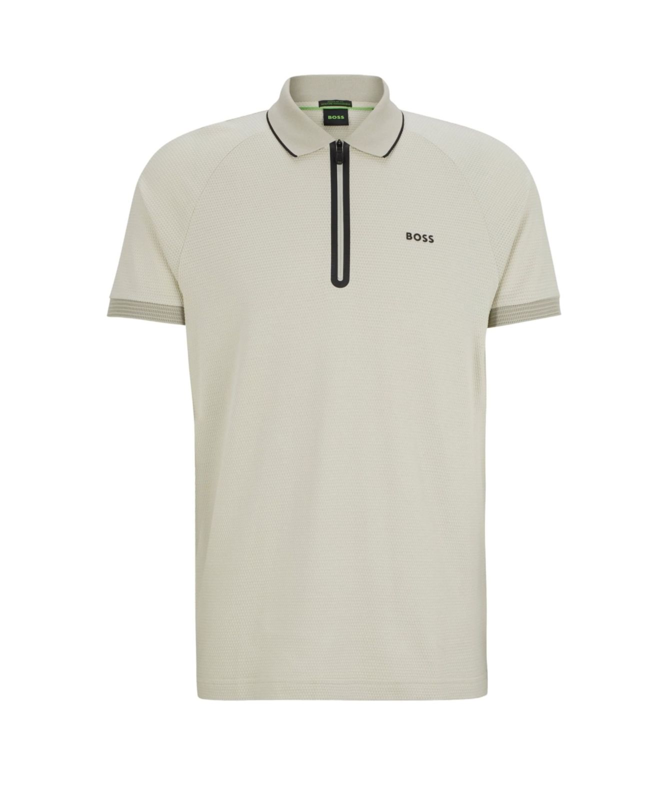 BOSS Philix Zip Polo Short Sleeves Shirt | Beige - 50519760, blue-498