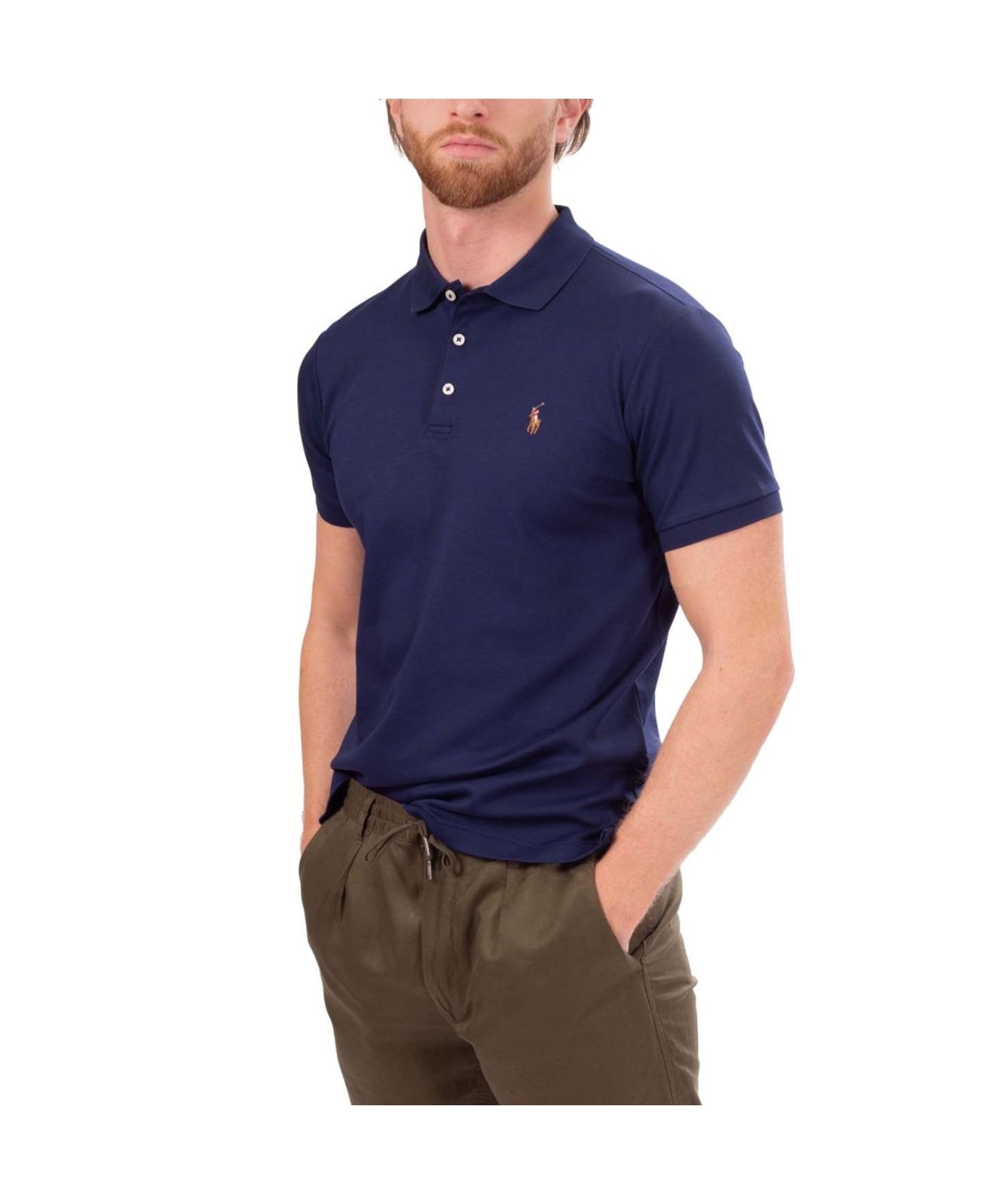 Polo Ralph Lauren ポロシャツ NAVY S Polo Ralph Lauren Shirt Navy Blue with Red Pony Logo Mesh Top