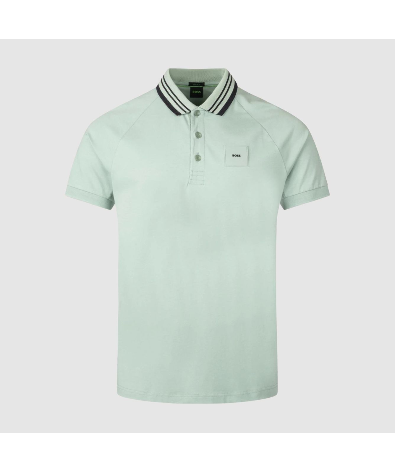BOSS Paddy Stretch-Cotton Polo Shirt With Striped Collar Green