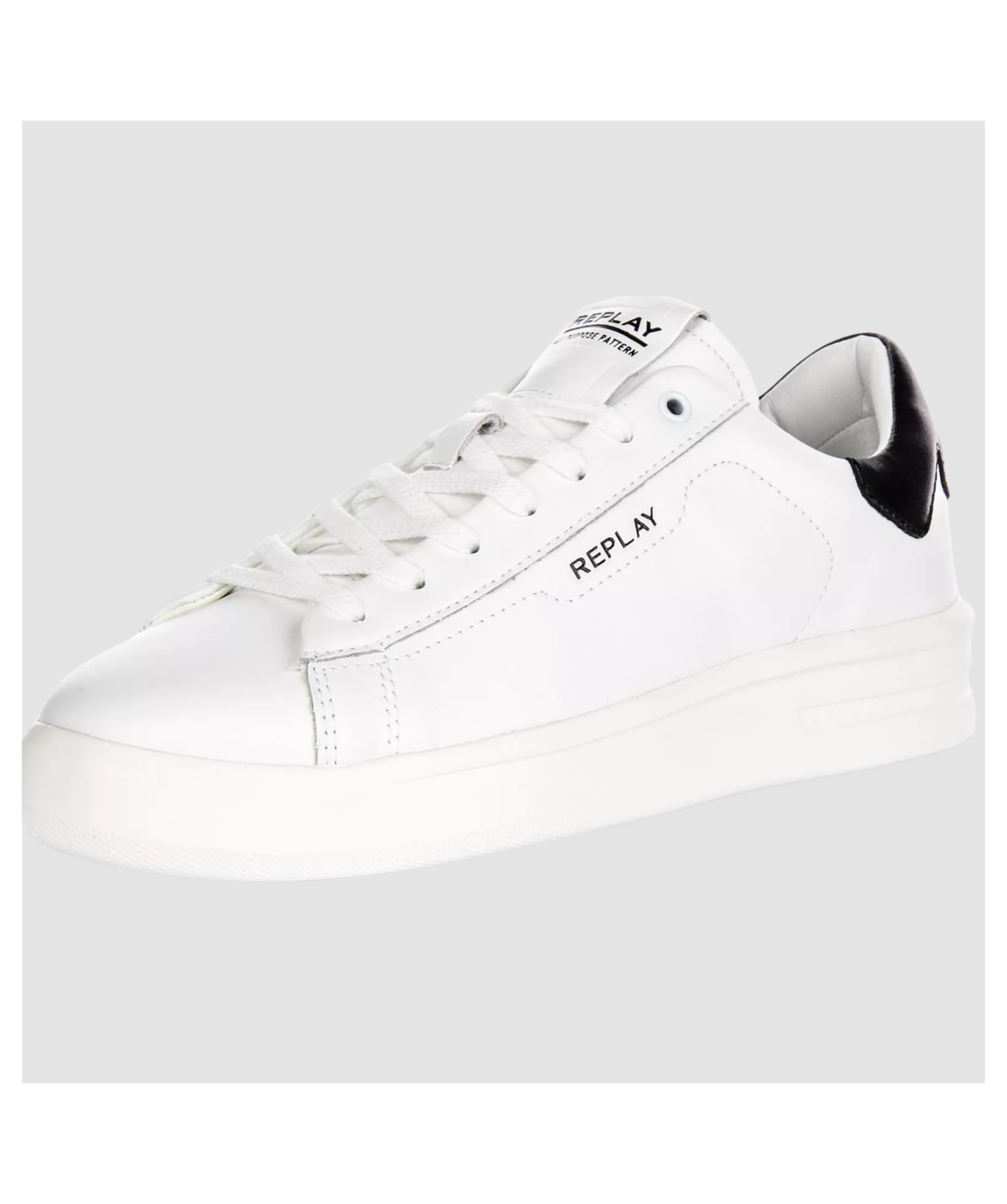 REPLAY University Leather Trainers White/Black GMZ40