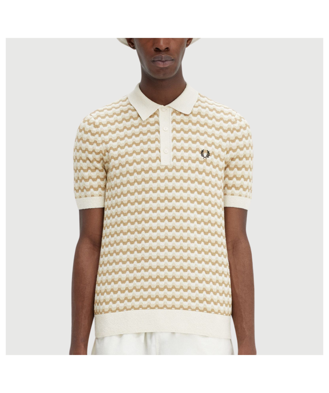 Fred Perry Men's Boucle Jacquard Knitted Shirt | Natural - K7636