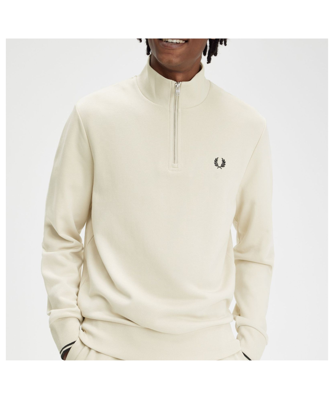 【FRED PERRY】Tipped Sleeve Half Zip Sweatshirt Fred Perry Tipped Sleeve Half Zip Sweatshirt Black at