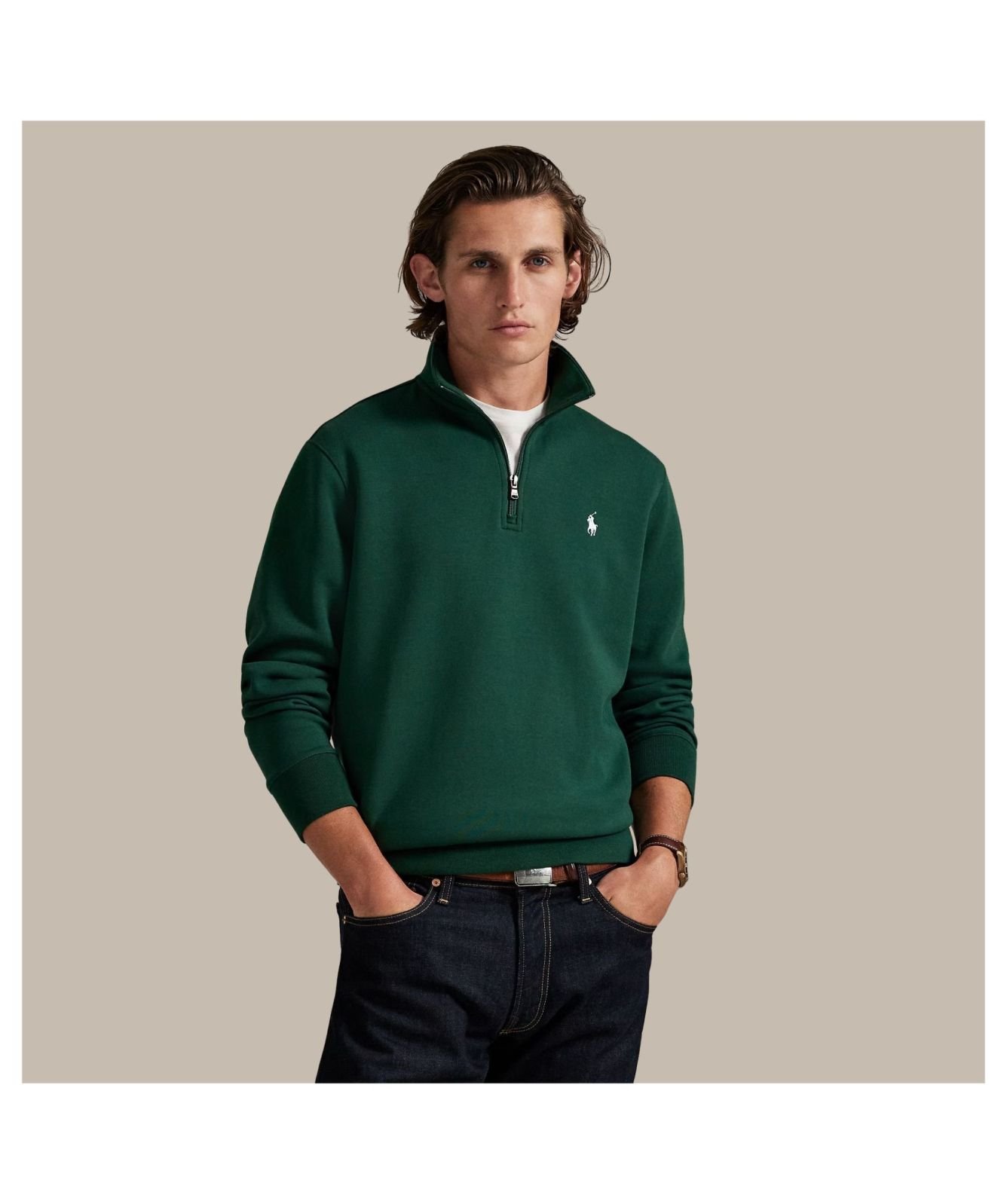 Polo Ralph Lauren Double-Knit Quarter-Zip Pullover | Aviator