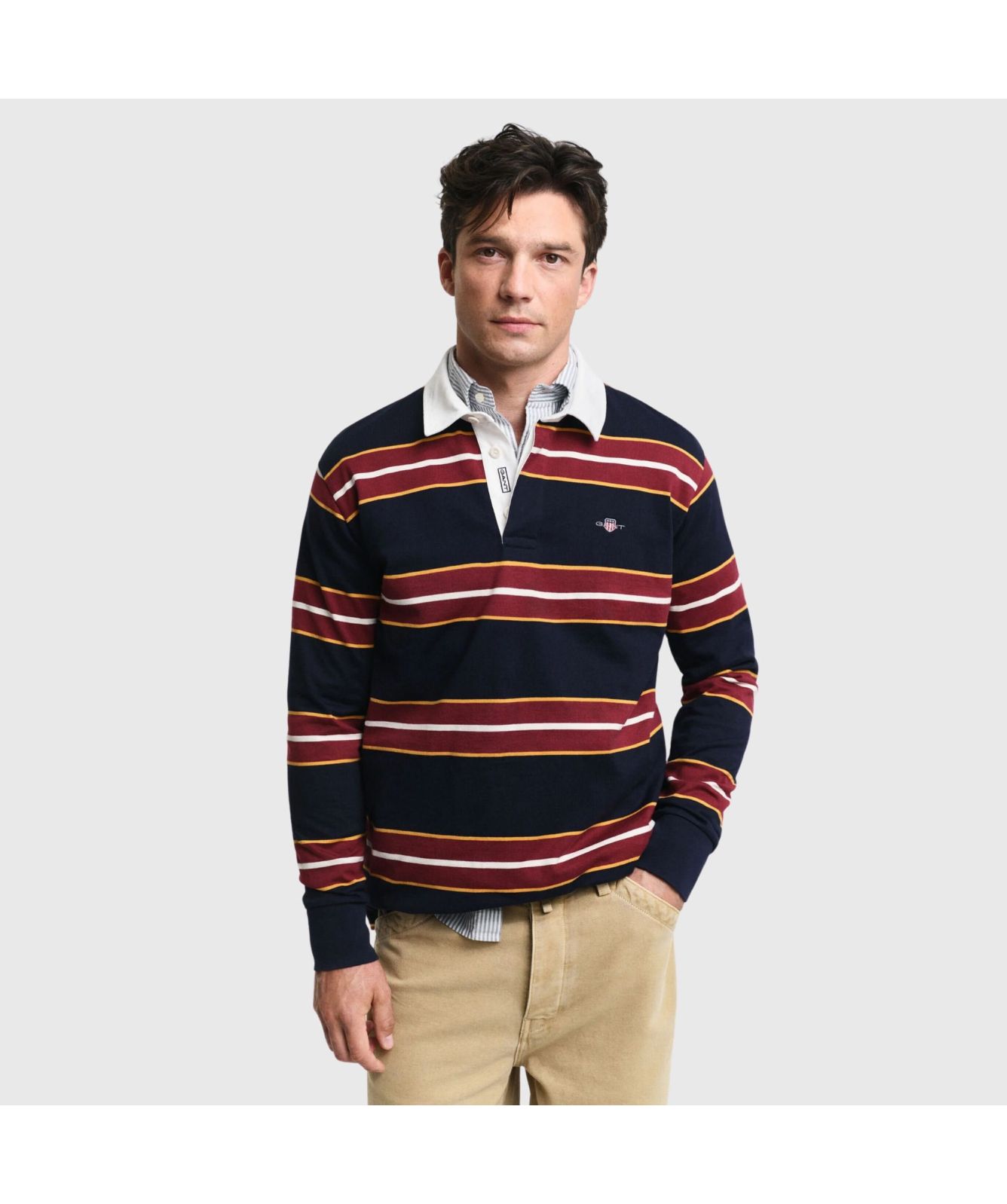 GANT Yarn Dyed Striped Heavy Rugger | Green-2044007-318-Navy-433