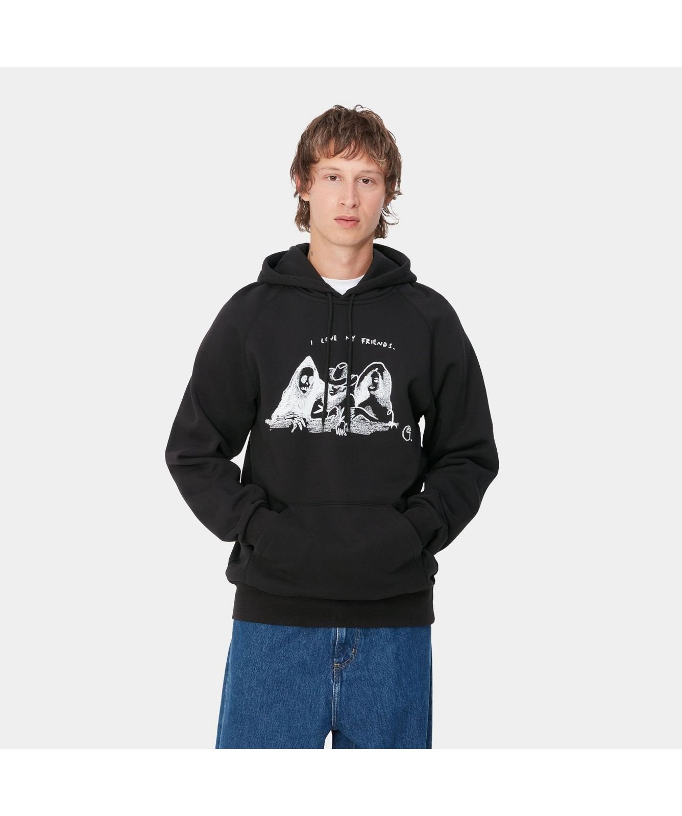 Carhartt WIP Pepe Friends Hoodie | Light Grey-I033934_00O