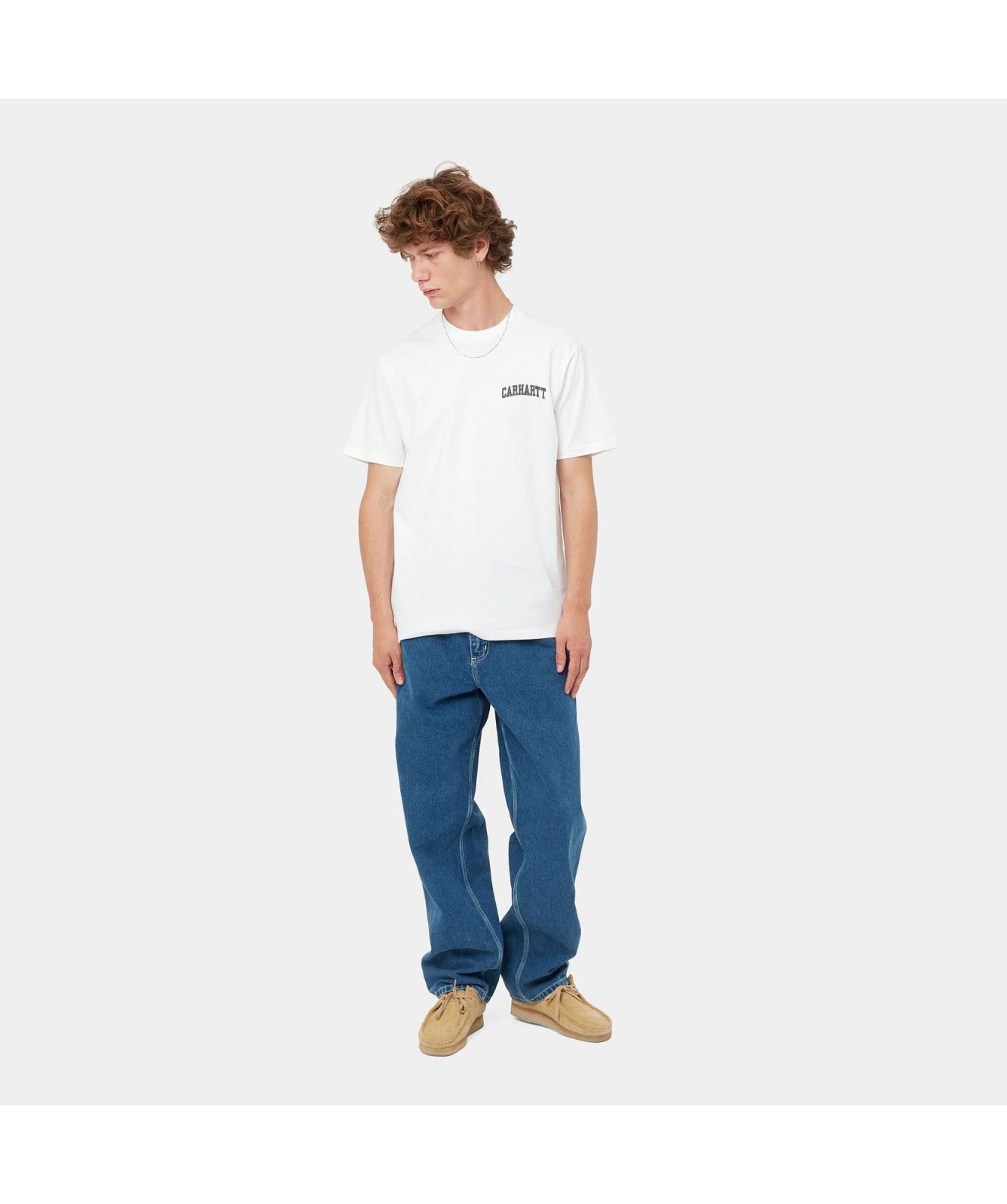 Tシャツ・カットソー Carhartt FW24 \"University Script\" t-shirt (I034852 2DQ XX) Carhartt WIP University Script T-Shirt | White / Black