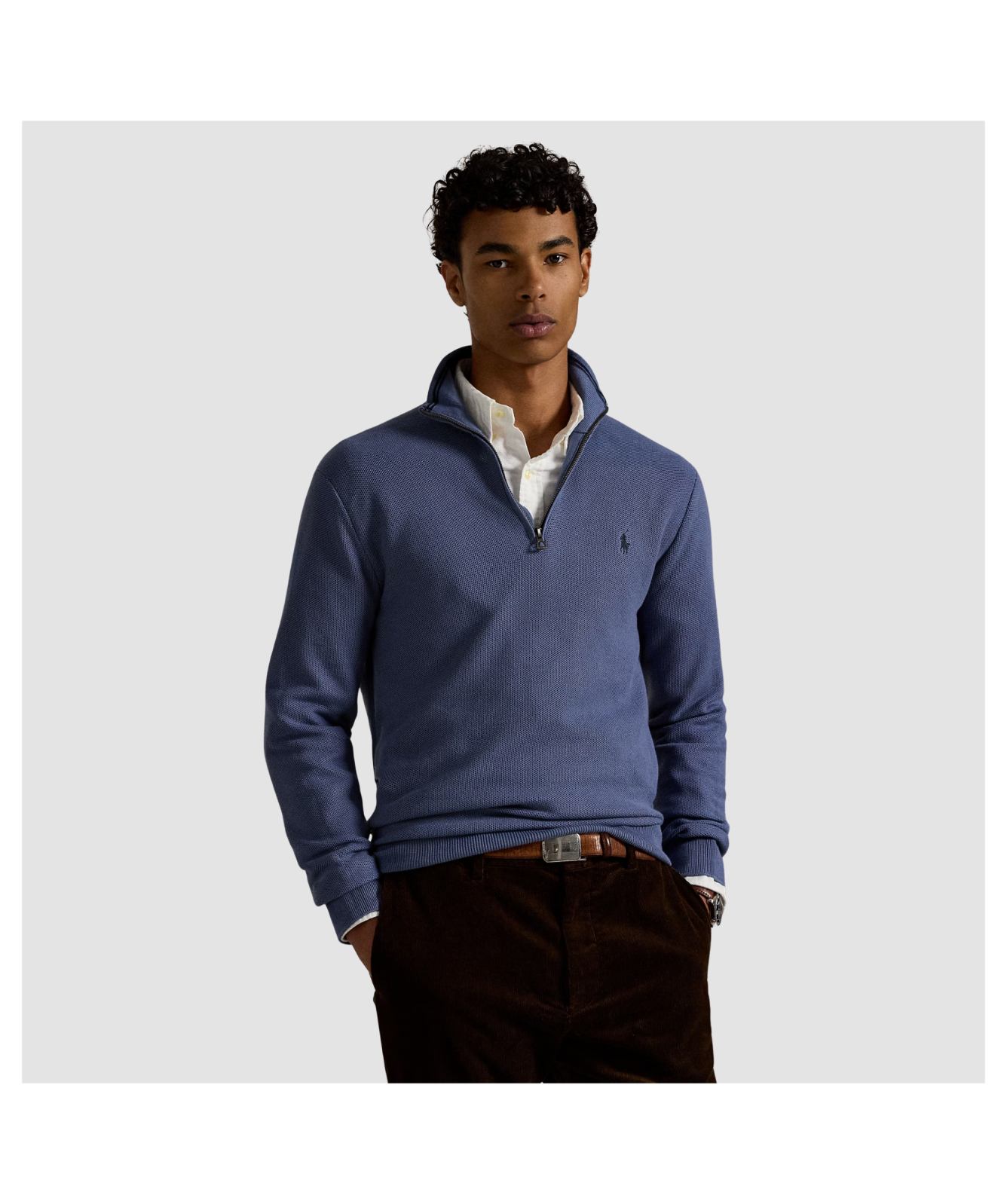 Polo Ralph Lauren Mesh-Knit Cotton Quarter-Zip Jumper | Kular Fashion