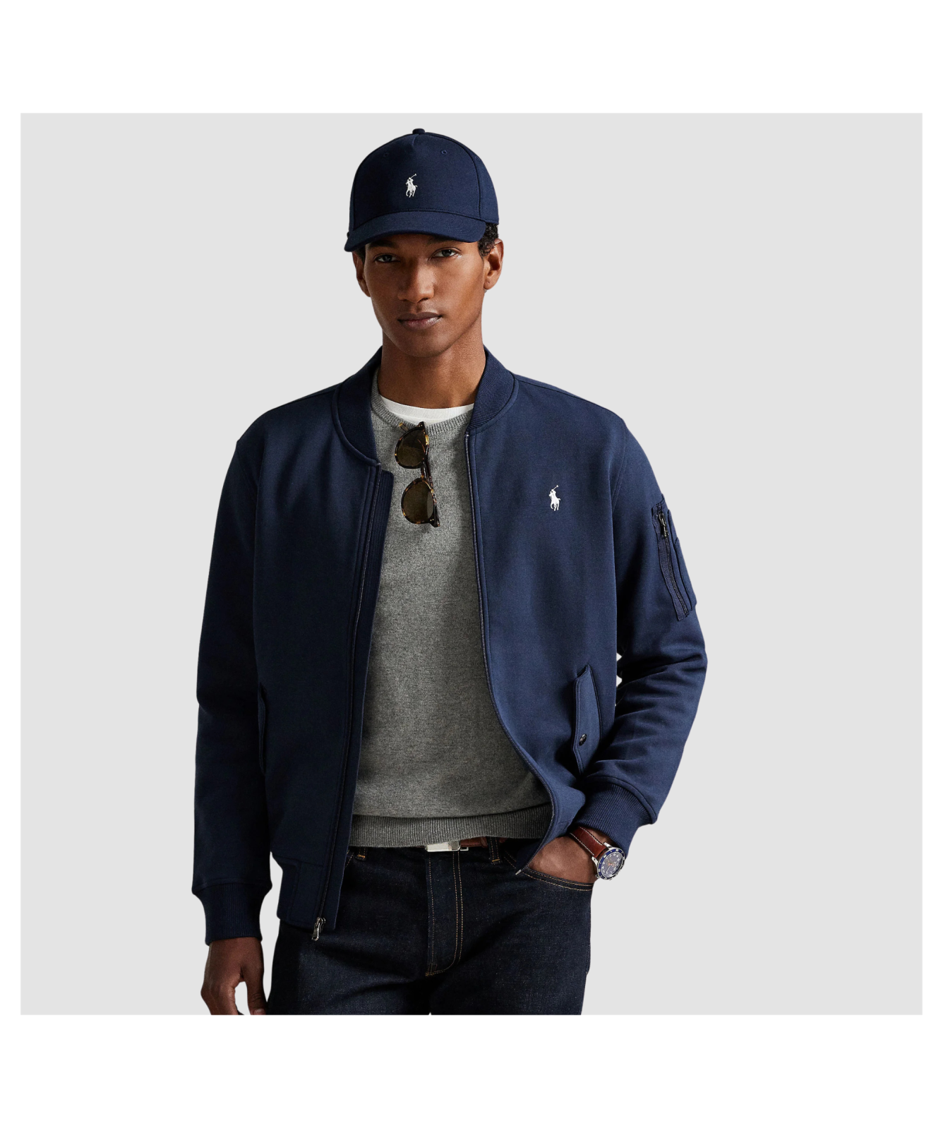 Polo Ralph Lauren Double-Knit Bomber Jacket | Aviator Navy