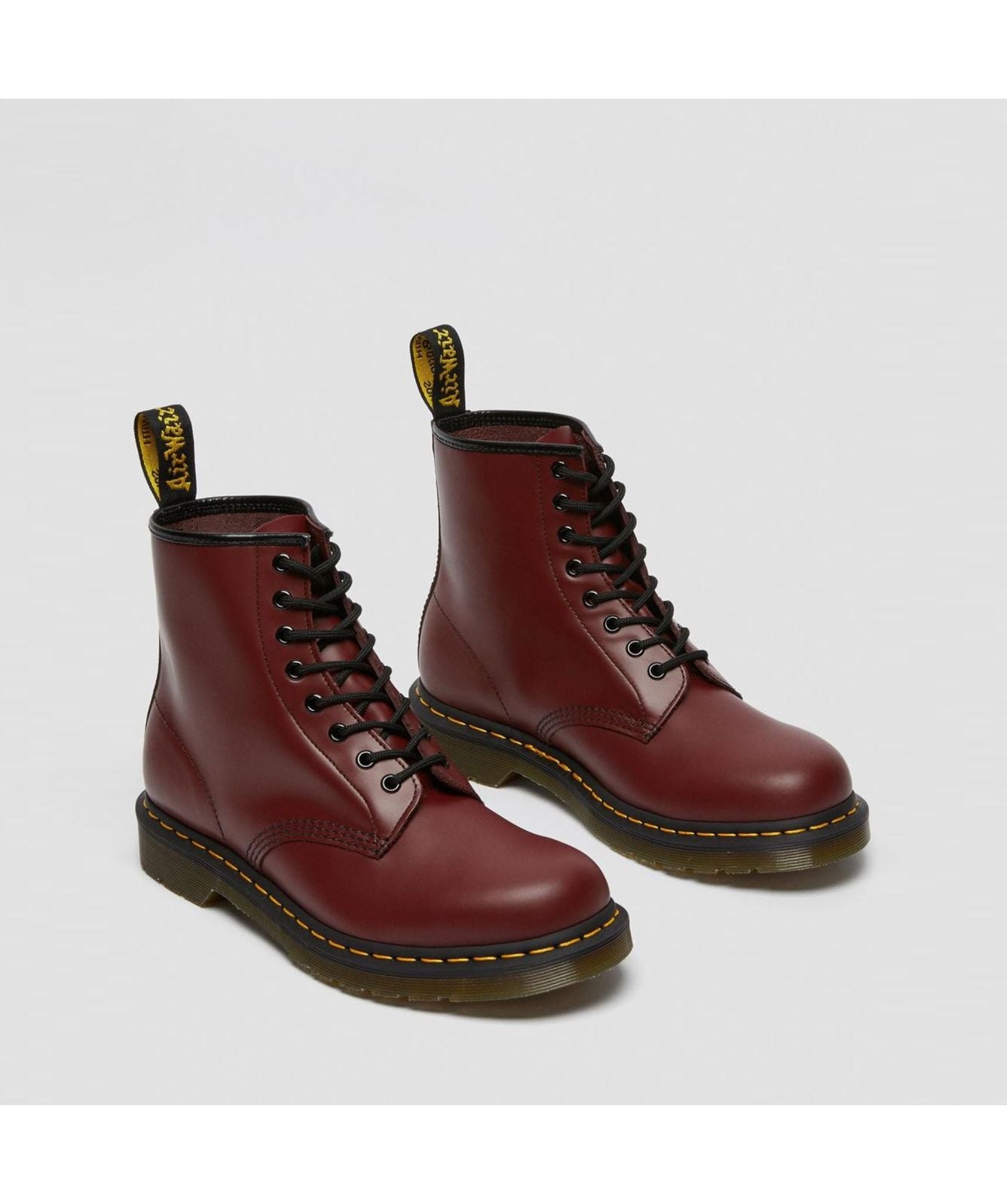 Martens 1460 Smooth Leather Lace Up Boots Red