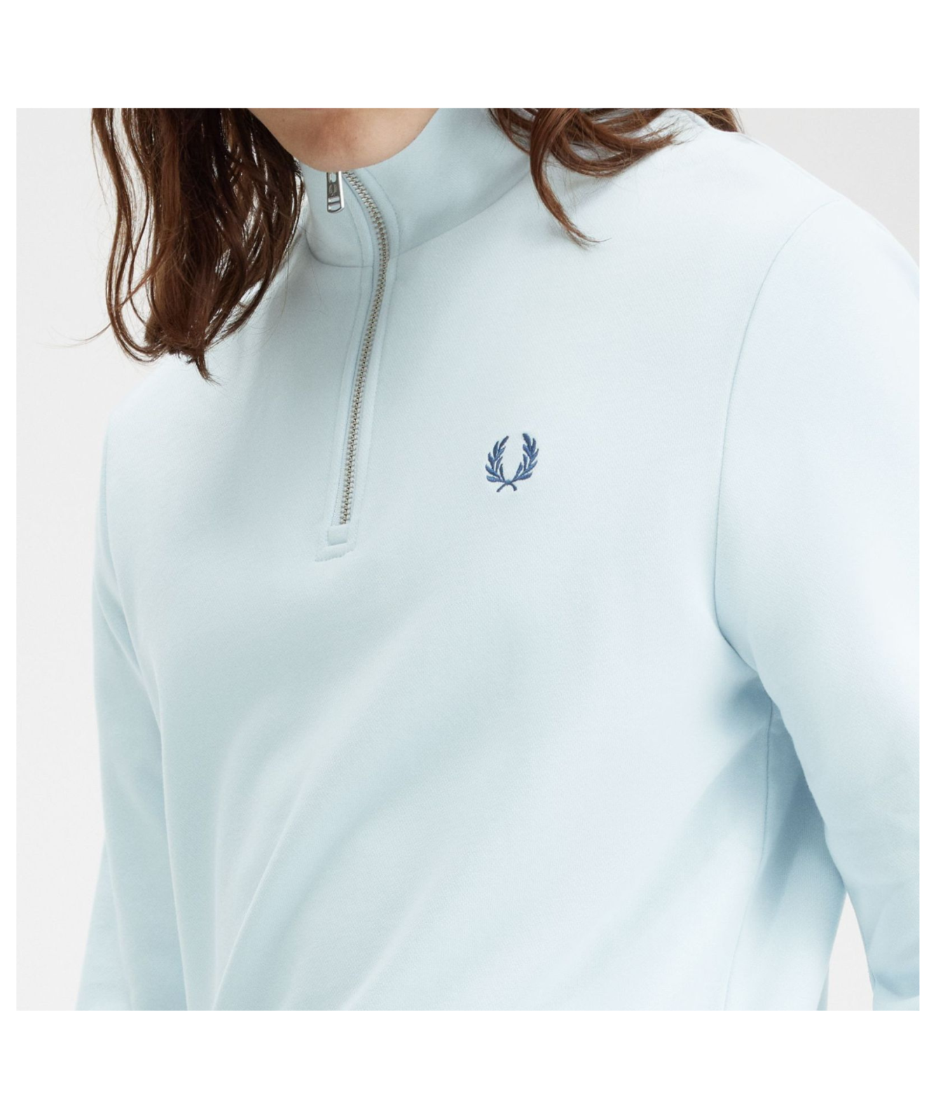 FRED PERRY☆ Half Zip Sweatshirt ECRU / TENNIS BLUE Fred Perry Half Zip Sweatshirt - Ecru / Tennis Blue