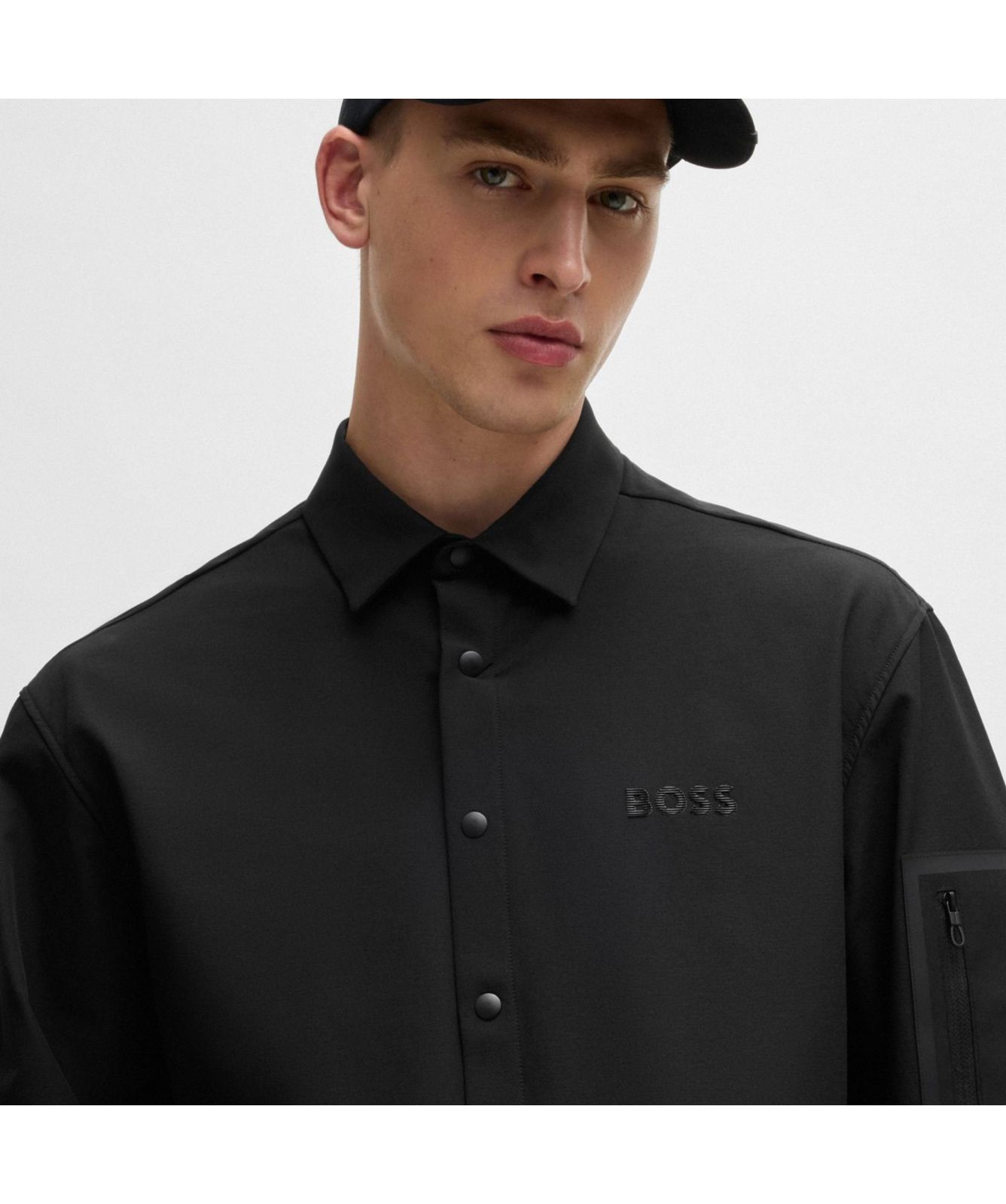 black dress with white lace Motion Shirt in Black | BOSS