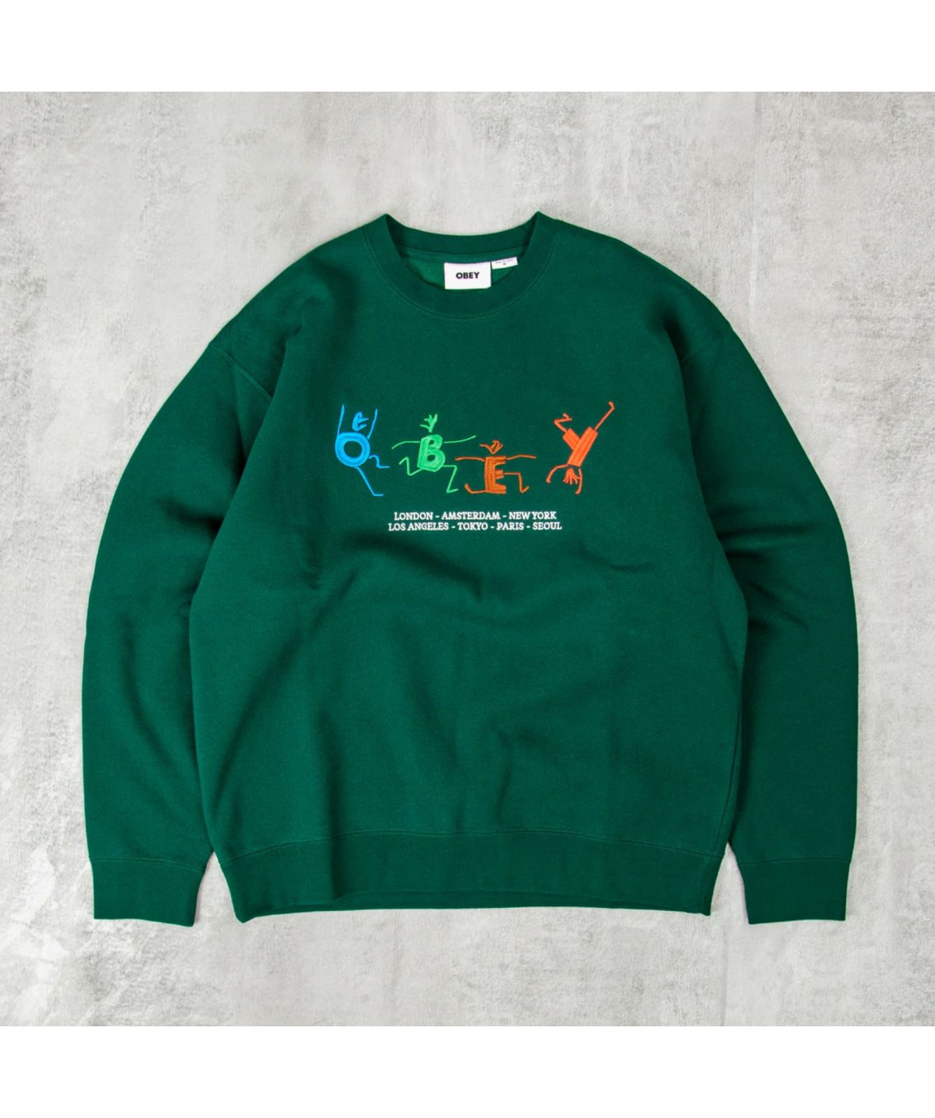 M☆古着 オベイ OBEY 長袖 スウェット メンズ ビッグロゴ 黒 ブラック 