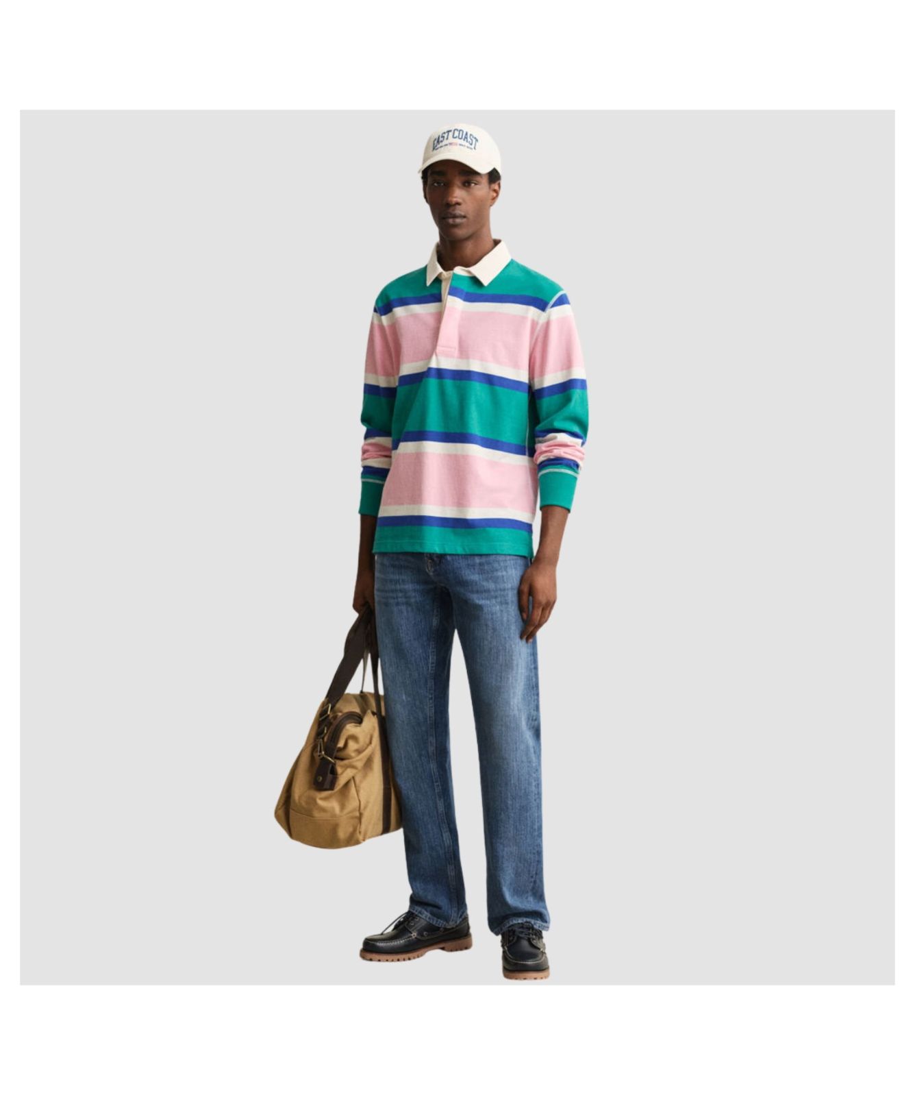 Men's GANT Striped Rugby Shirt - Aqua Blue | Kular Fashion