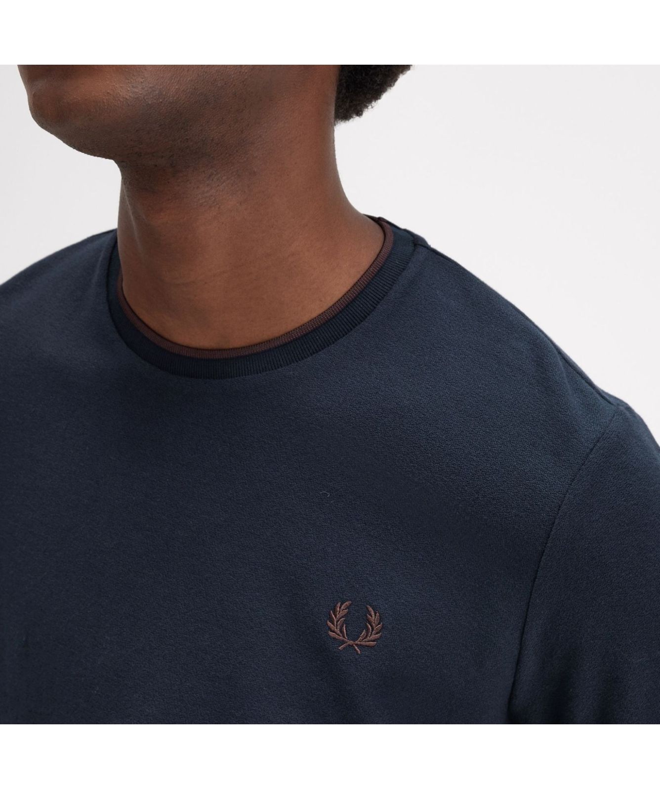 Fred Perry Crepe Pique Men's T-Shirt | Navy-M8585-608 -kular fashion