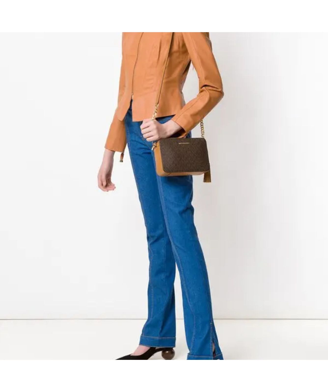 Michael Kors Jet Set Camera Crossbody Bag | Brown-32F8GF5M28
