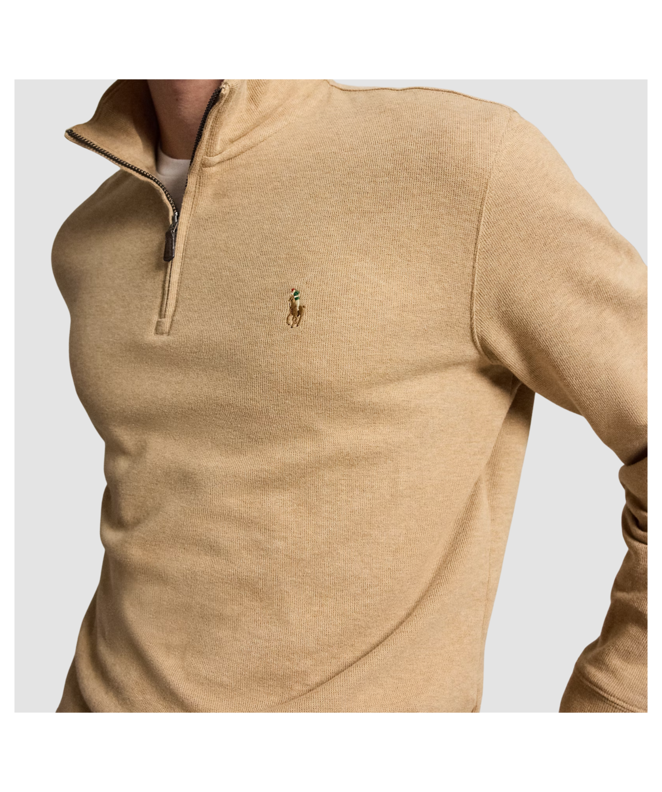 Men's Polo Ralph Lauren Estate Rib Quarter-Zip Pullover - Beige