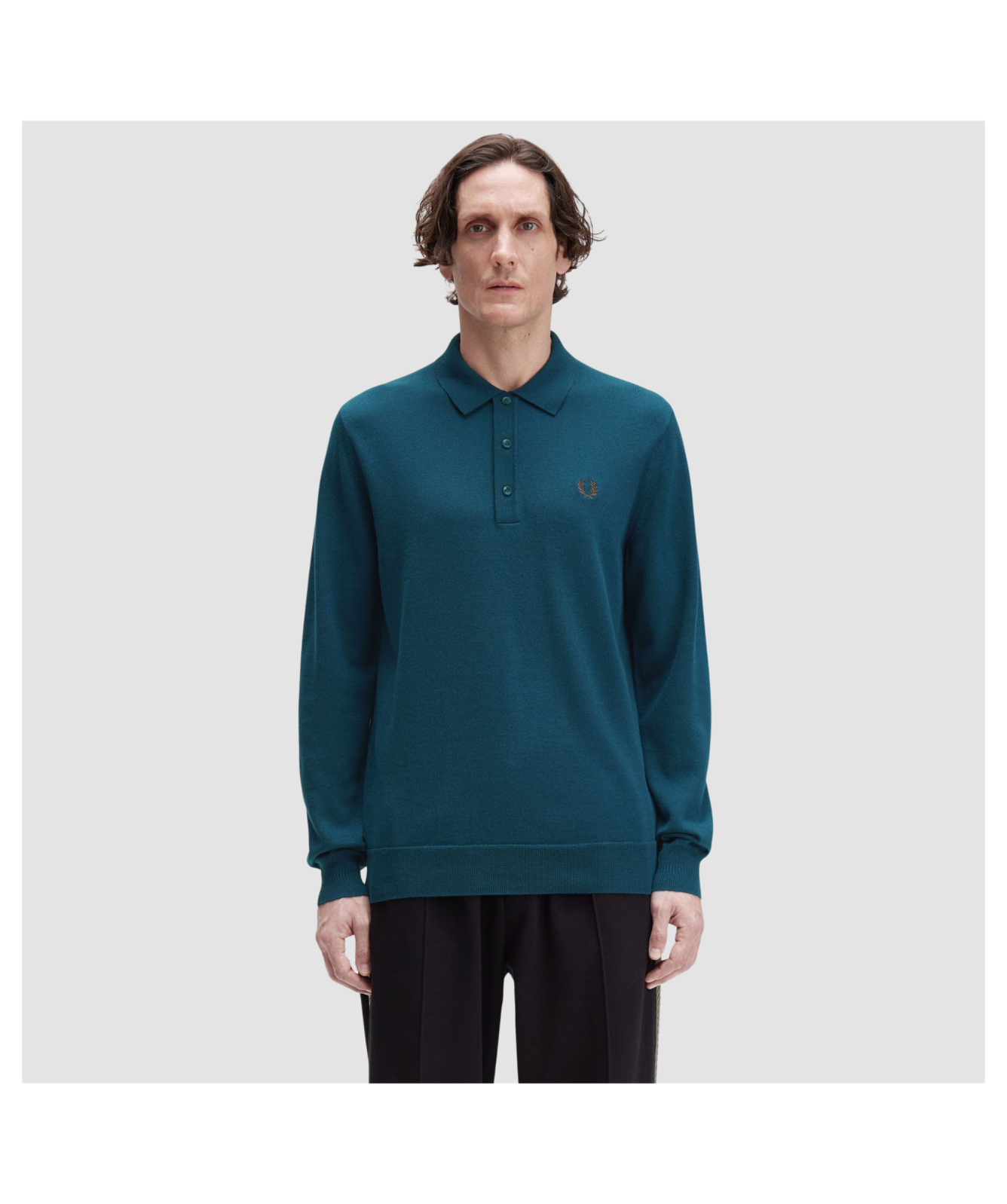 Fred Perry Classic Knitted Shirt | Dark Petrol - K4535-Z23