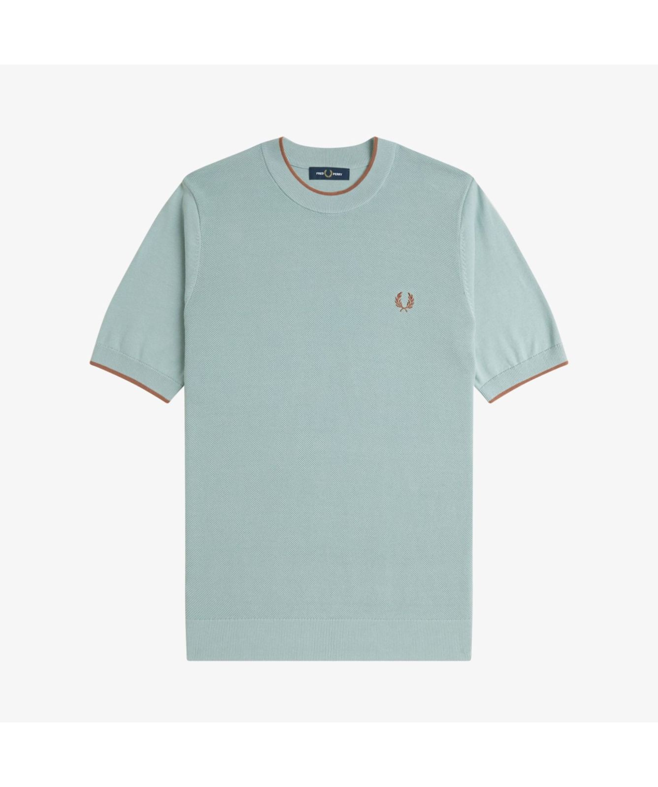 Fred Perry Textured Knitted Front Crew Neck T-Shirt | Sage-K7642