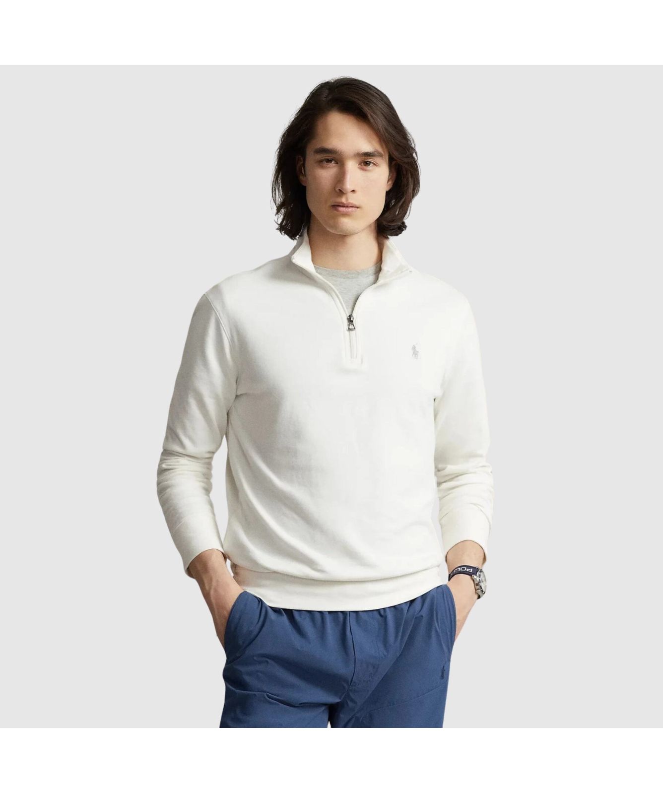 Polo Ralph Lauren Double Knit ¼ Zip Sweat | tan-710812963024-white