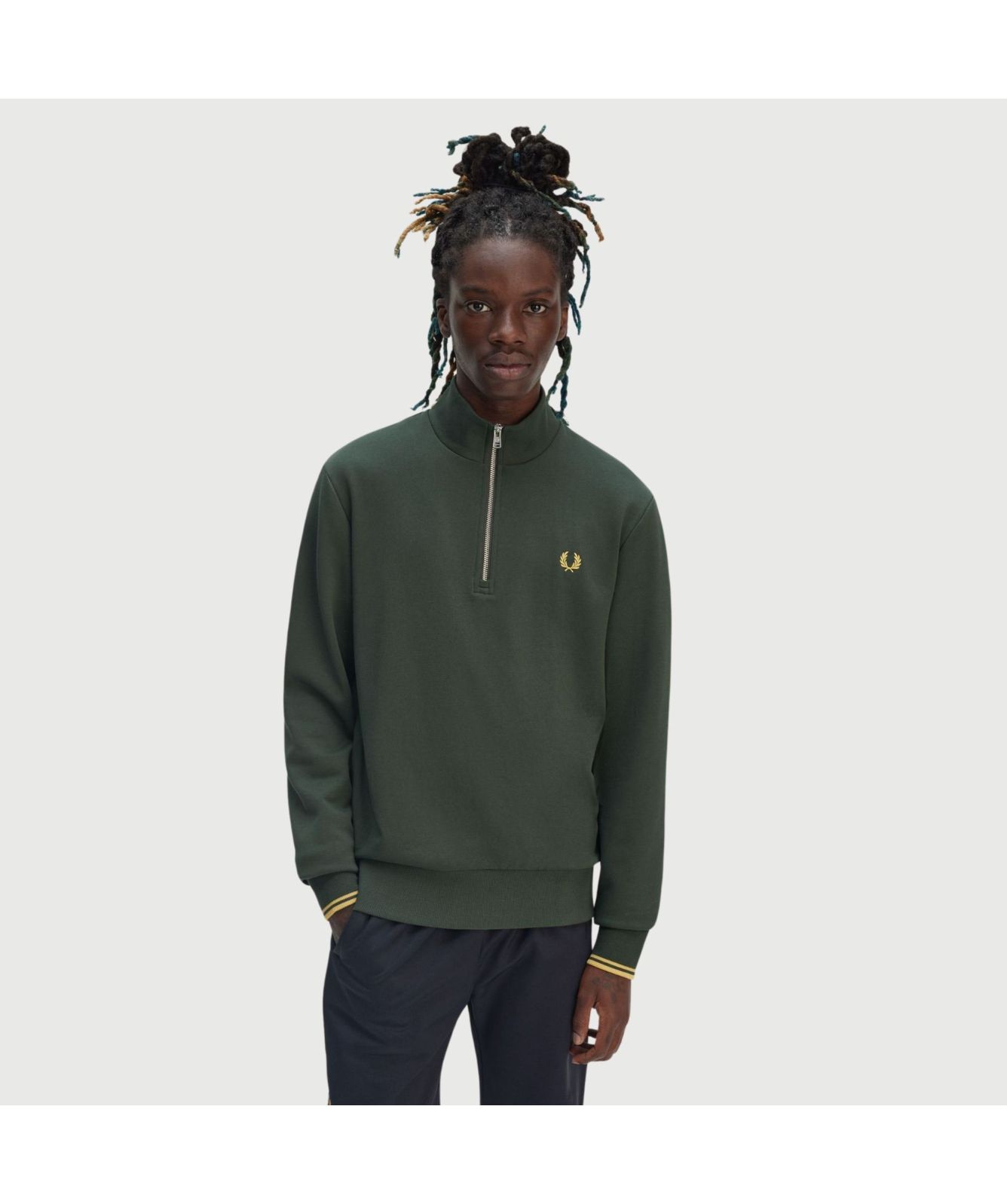 Fred Perry Half Zip Sweatshirt | Green - M3574-X89, Teal - M3574-X06