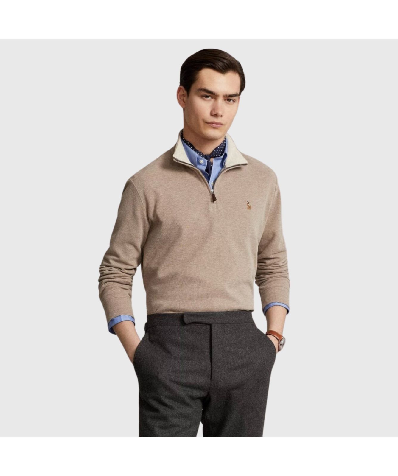 Polo Ralph Lauren Classic ¼ Zip Jumper | brown-710877001011 -kular