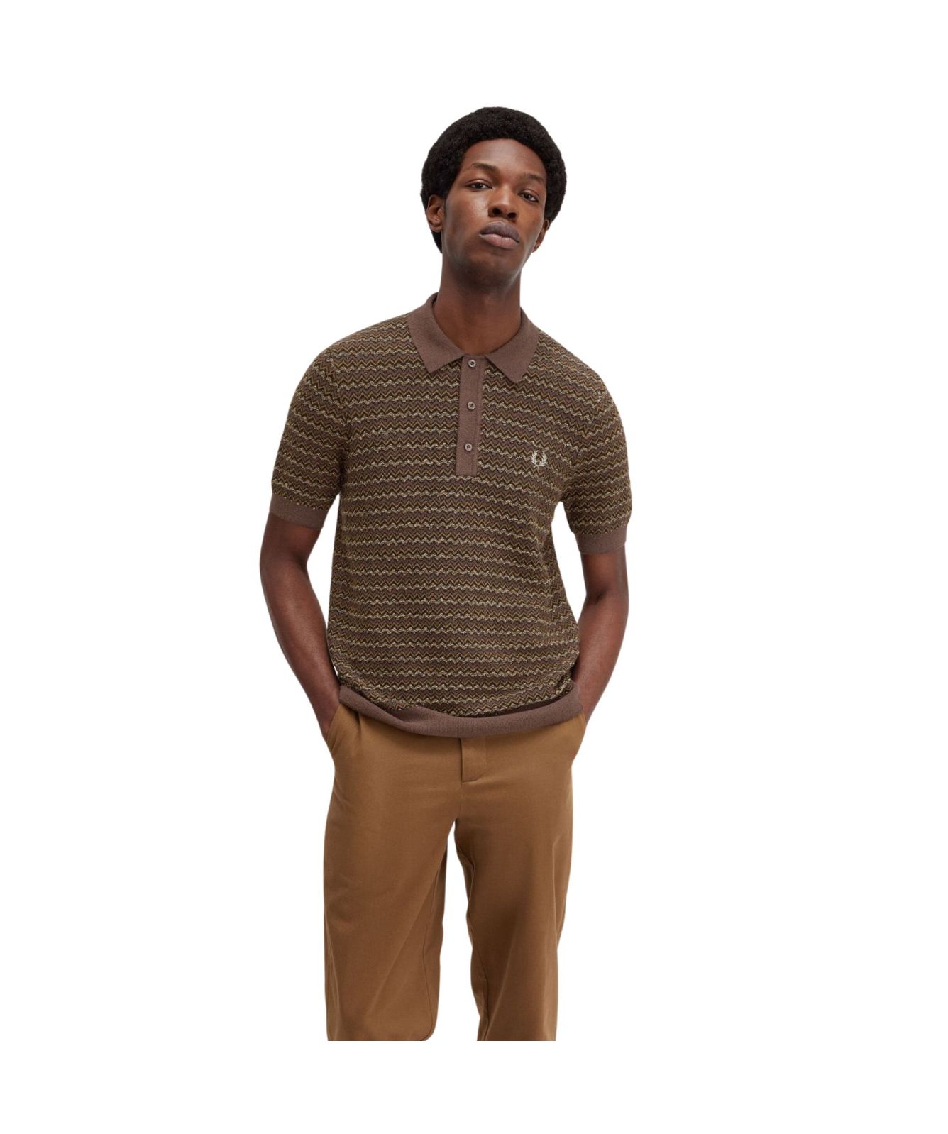 Fred Perry Jacquard Polo Shirt | Brown - K8549
