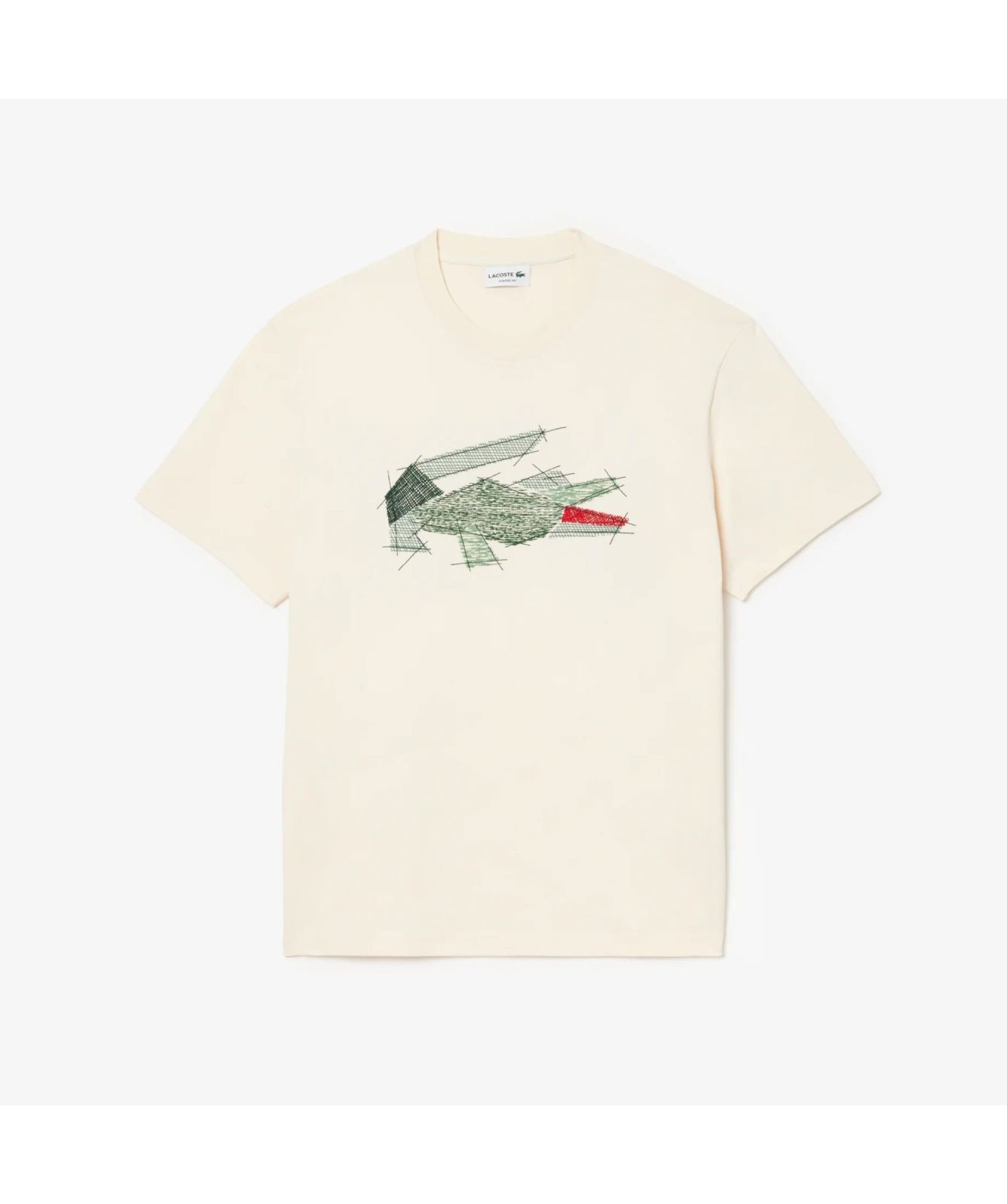 Lacoste Print Crocodile T-Shirt | Cream-TH3603-00-XFJ -kular fashion