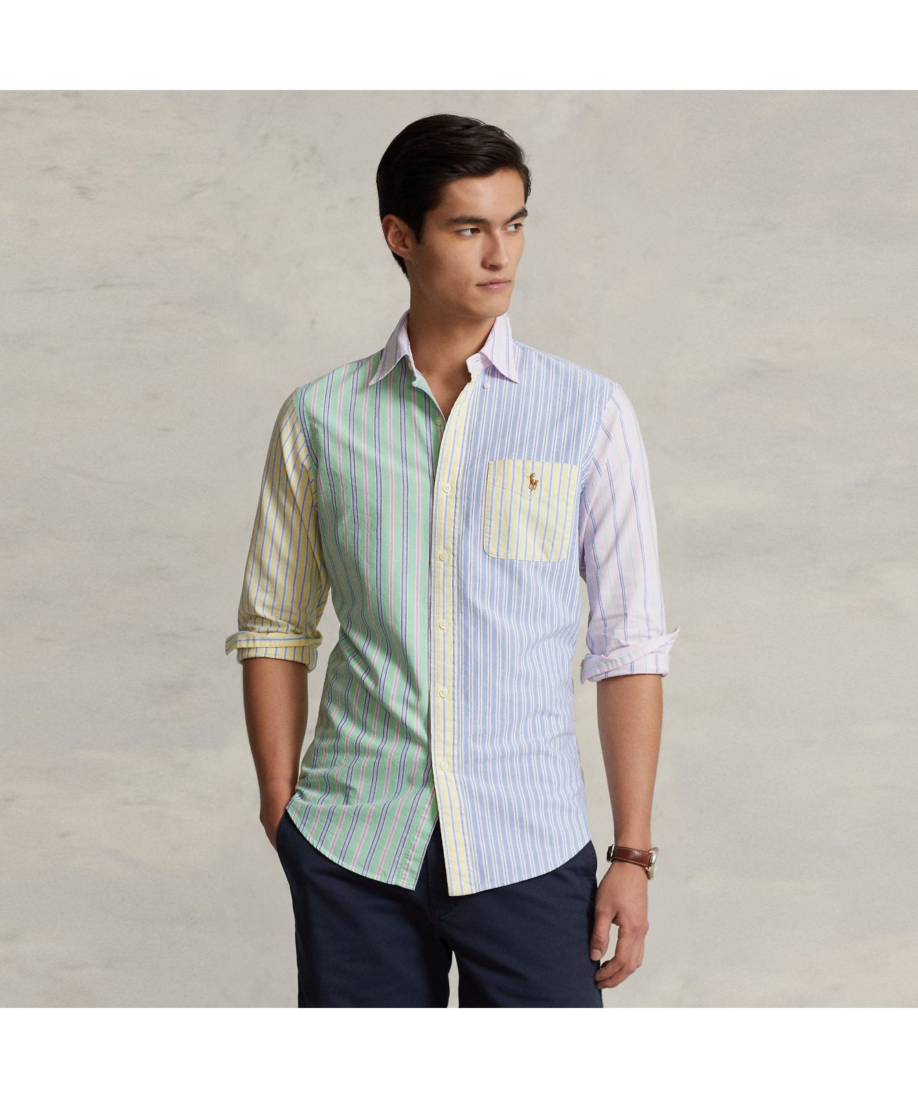 Polo Ralph Lauren Men's Striped Oxford Fun Shirt Green