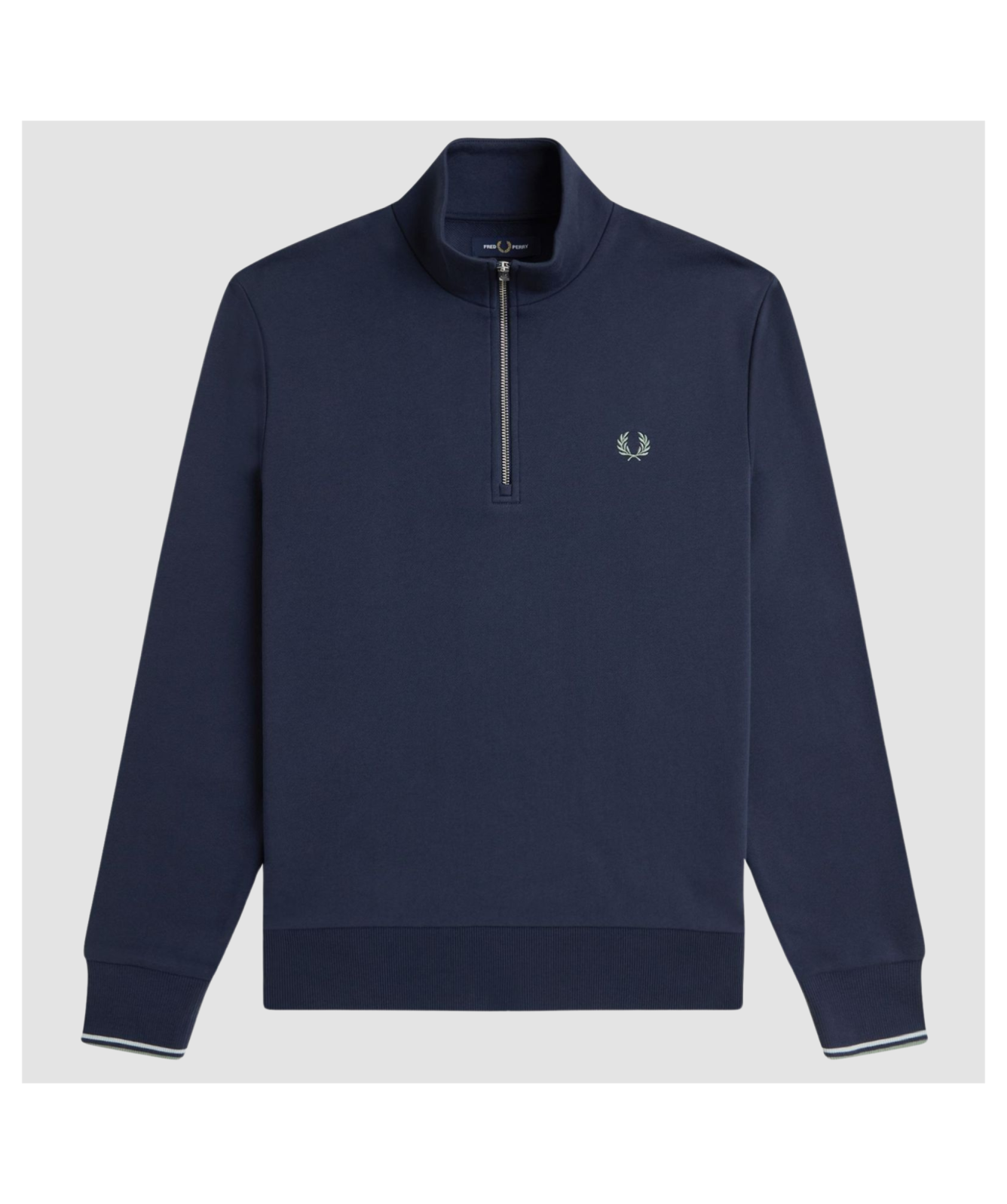 Fred Perry Half Zip Sweatshirt | Ecru- M3574-Z46, Sport Green