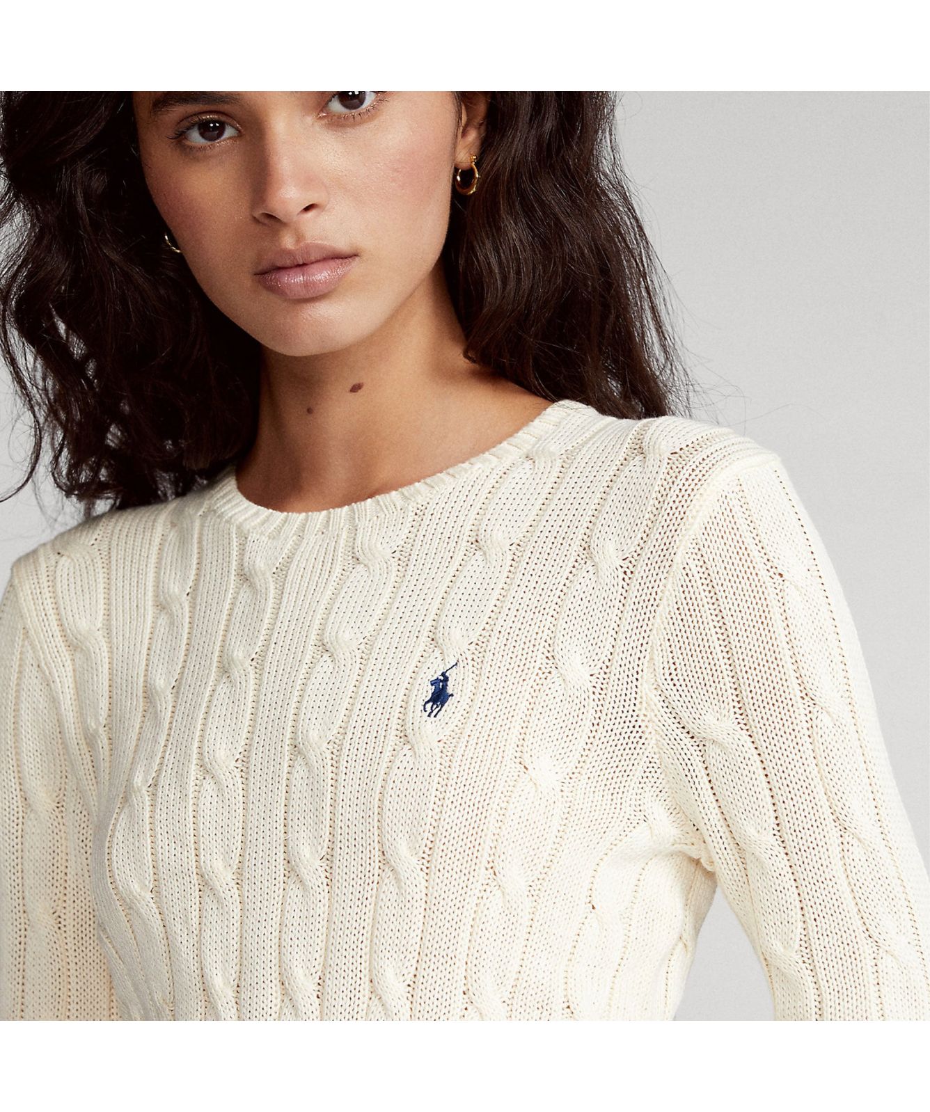 ★★POLO RALPH LAUREN★★ W Slim Fit Cable Knit Sweater Crea Polo Ralph Lauren cable-knit cotton-blend jumper, Chic Cream