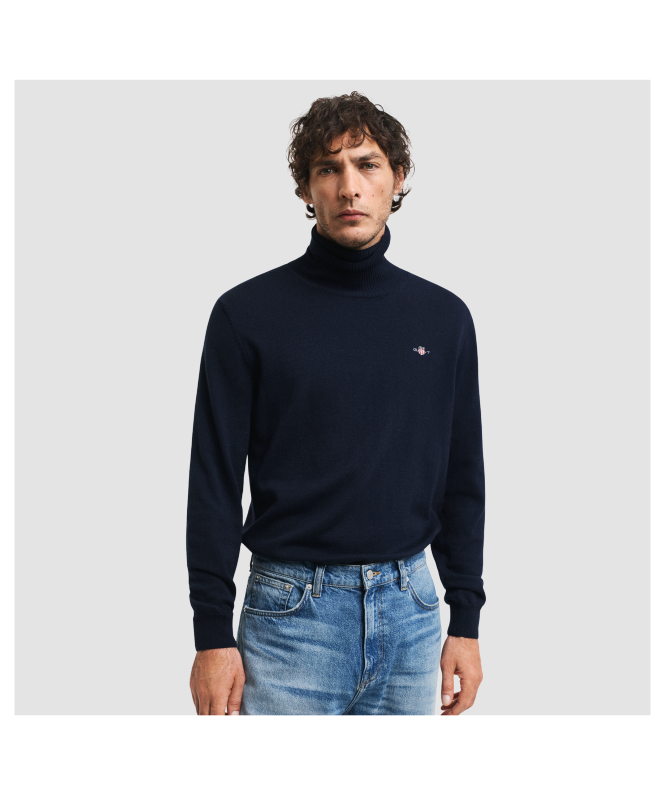 GANT Sweater | Cotton Wool Turtleneck Sweater | Navy - 8060070-433