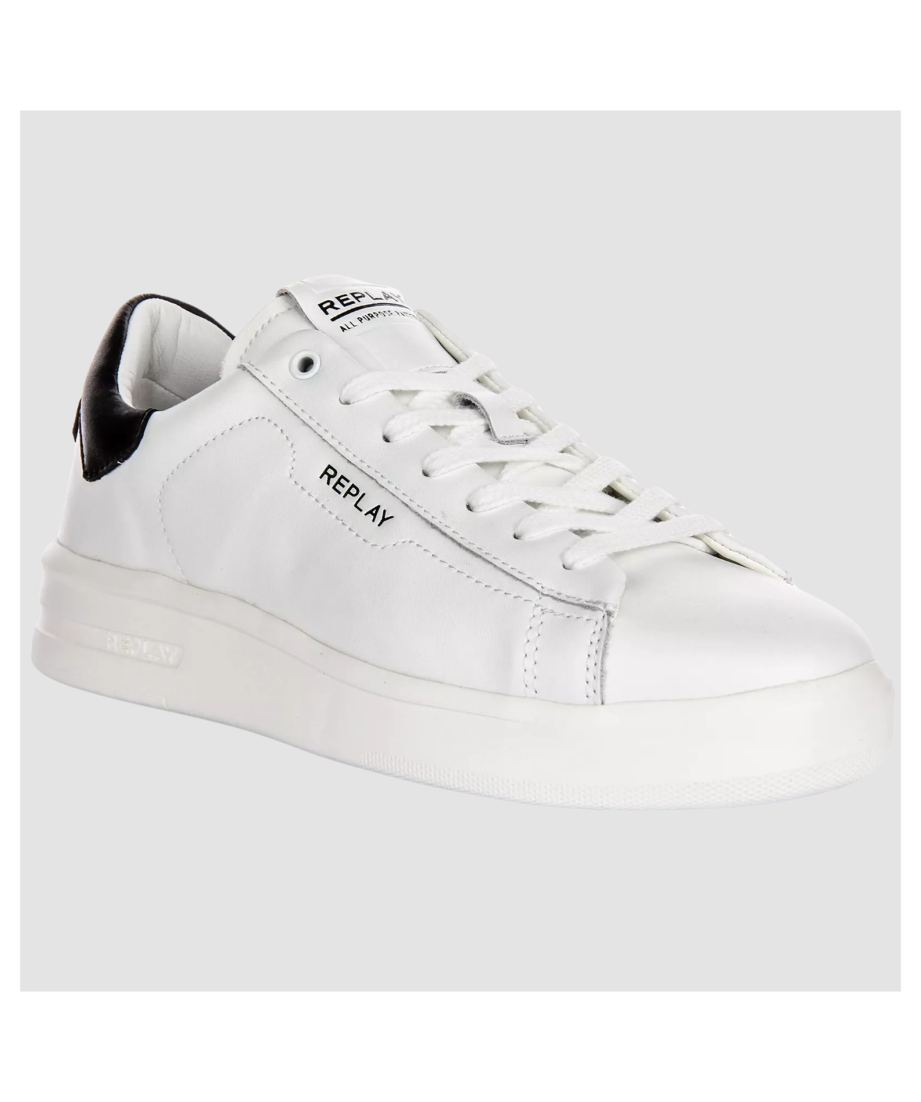 REPLAY University Leather Trainers White/Black GMZ40