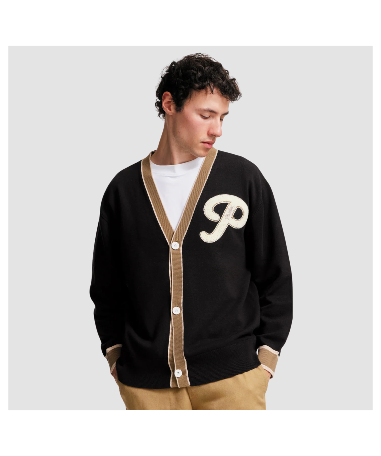 Parlez Letterman Varsity Cardigan - Black | Kular Fashion