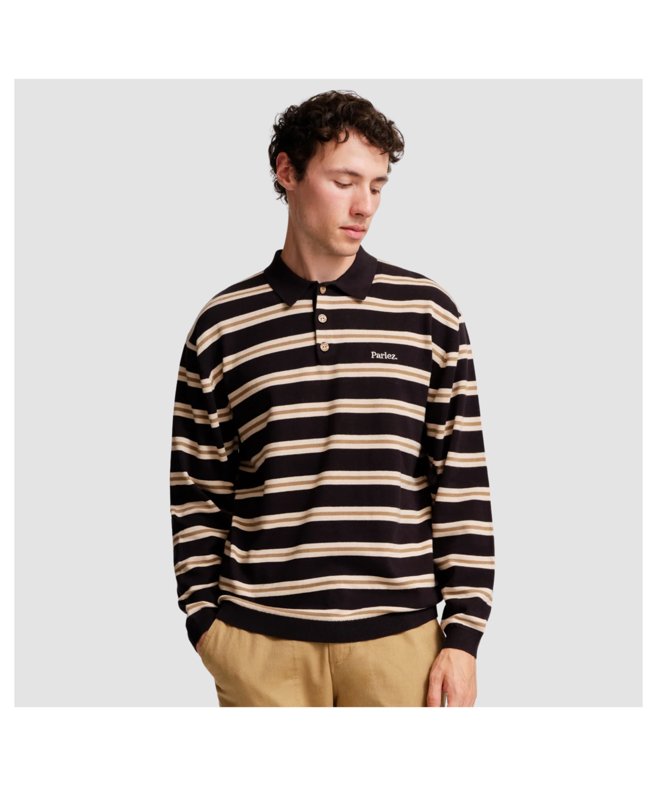 Parlez Long Sleeved Polo Shirt | Aspen Polo Knit | Black - PARAW25040