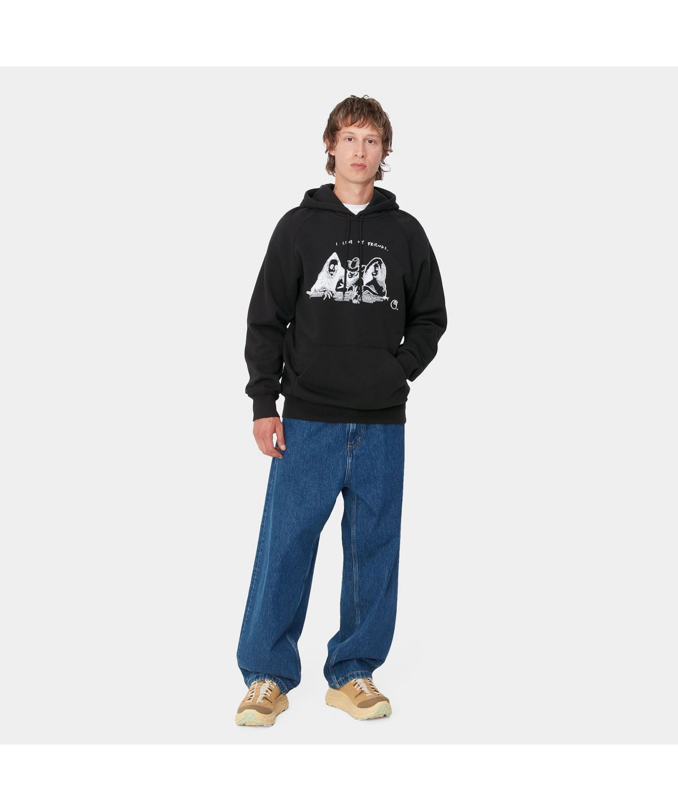 Carhartt WIP Pepe Friends Hoodie | Light Grey-I033934_00O