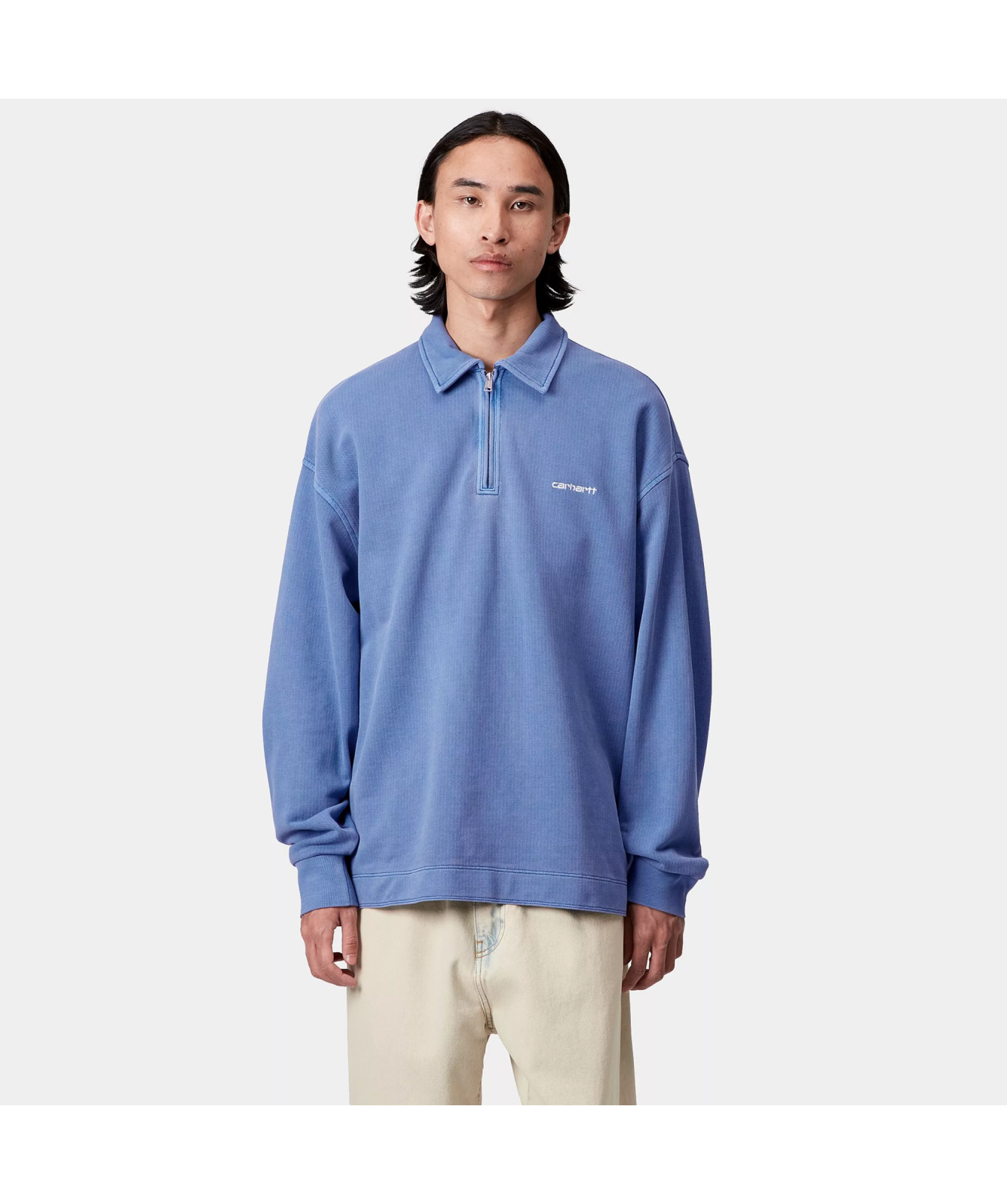 Carhartt WIP Pique Script Half Zip Sweatshirt | Green - I035188