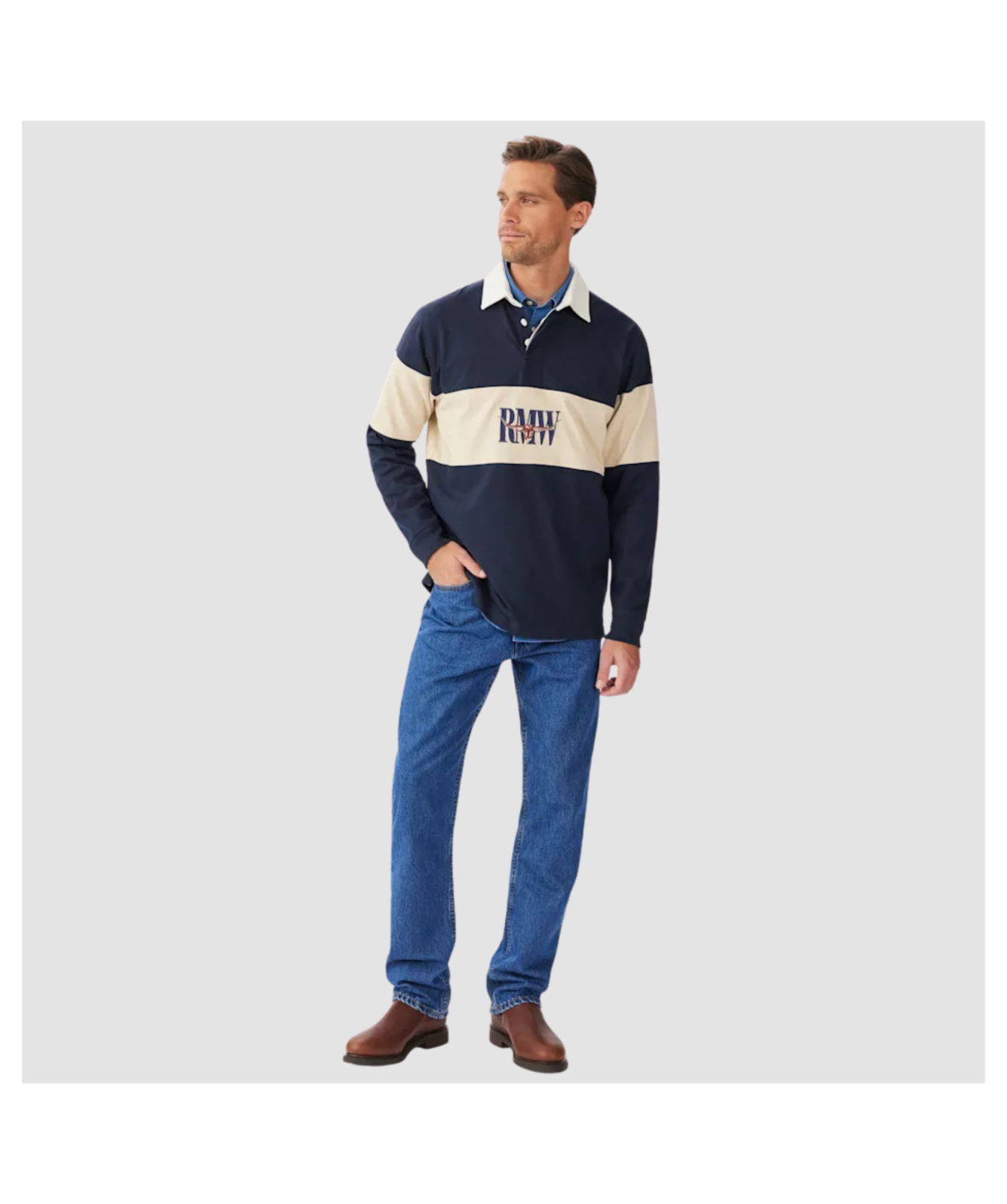 R. Williams Rugby R.M. Williams Heritage Rugby | Sand Brown - KR200RJSB01, Navy/Sand ...