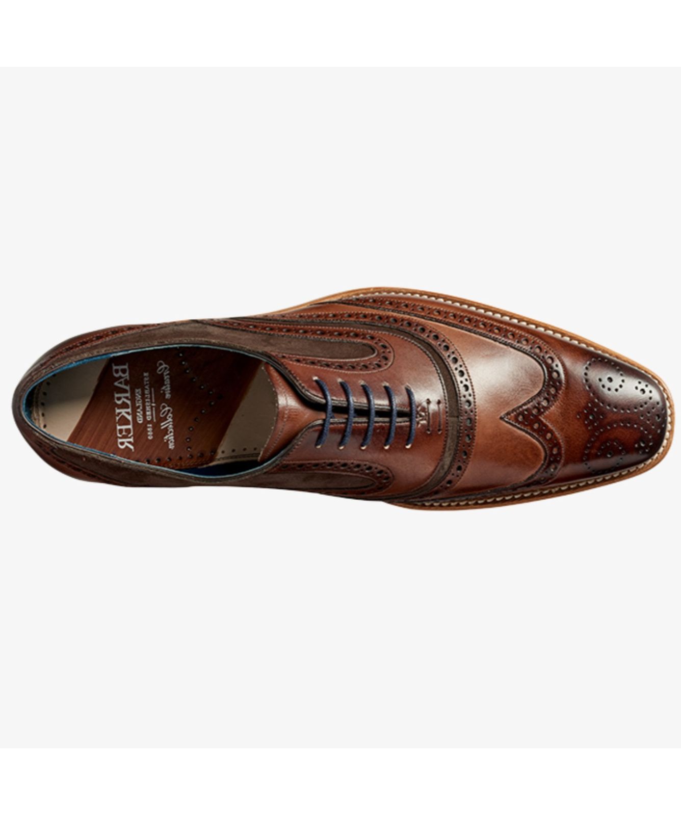 Barker McClean Brogue | Ebony Hand Painted / Choc Suede display picture 1